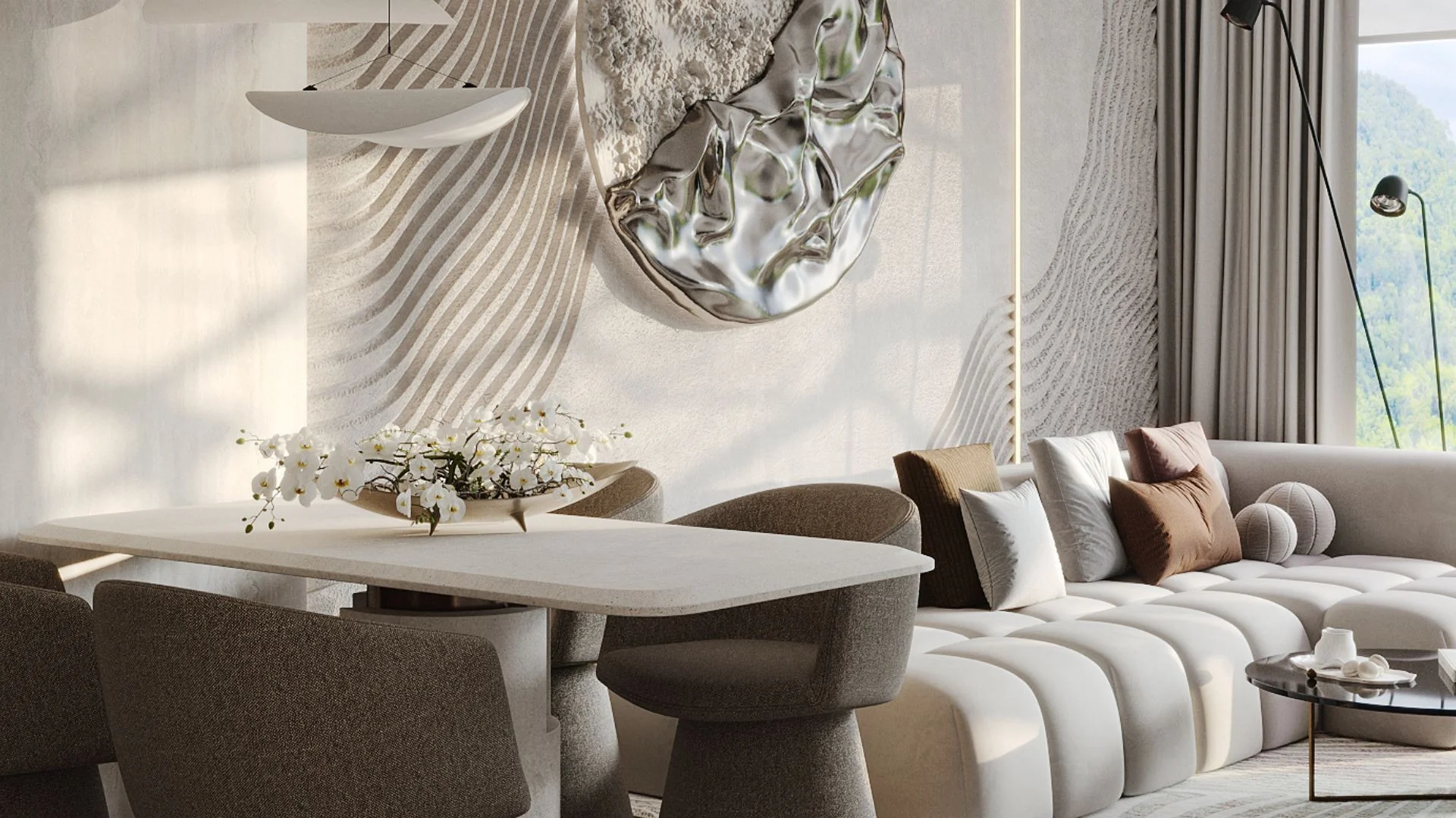 Гостиная и столовая в 1-комнатной квартире ATRIUM Andaman City, Таиланд