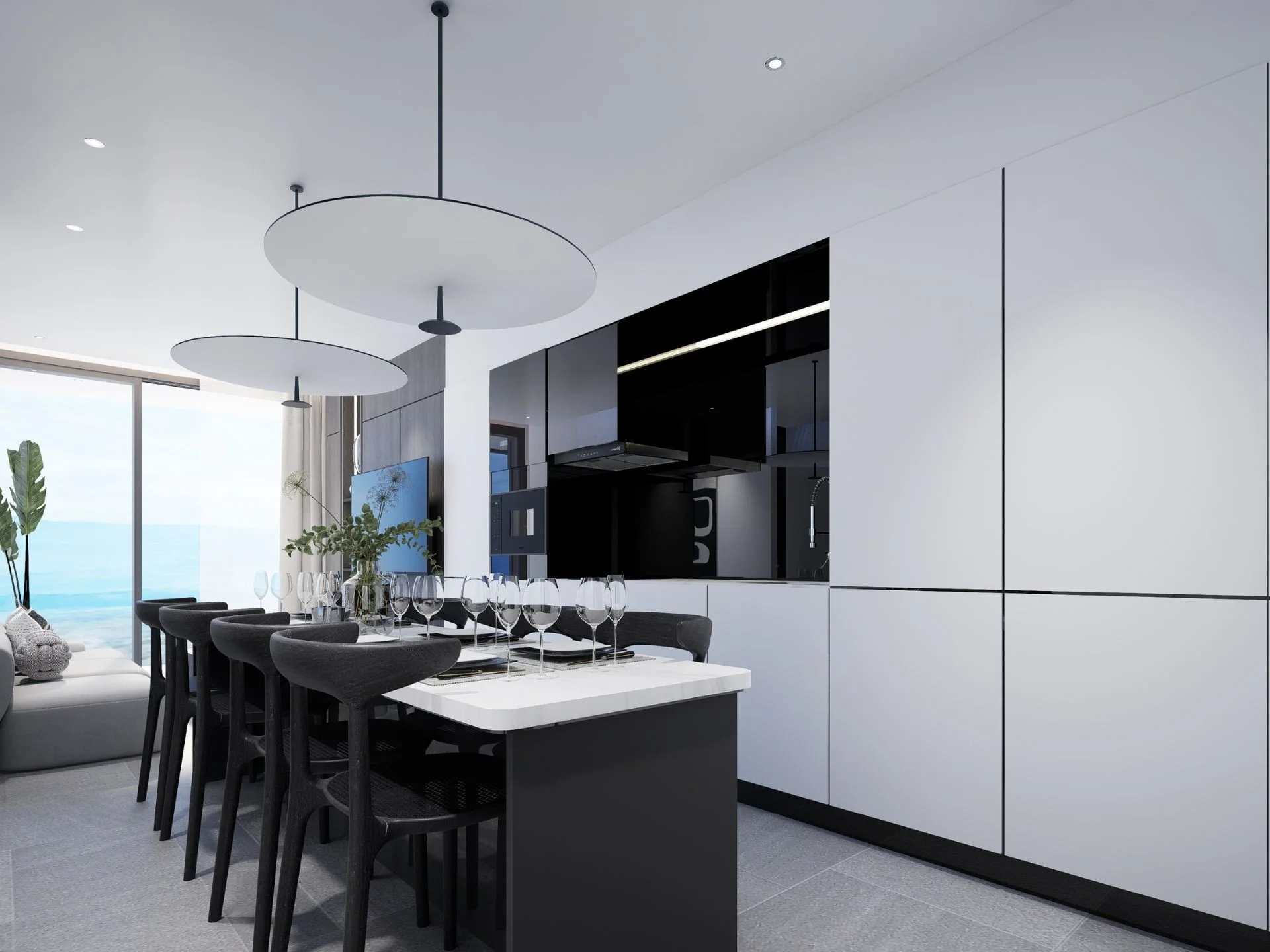 Интерьер кухни и столовой в 3-комнатной квартире Citygate De Phuket, Таиланд