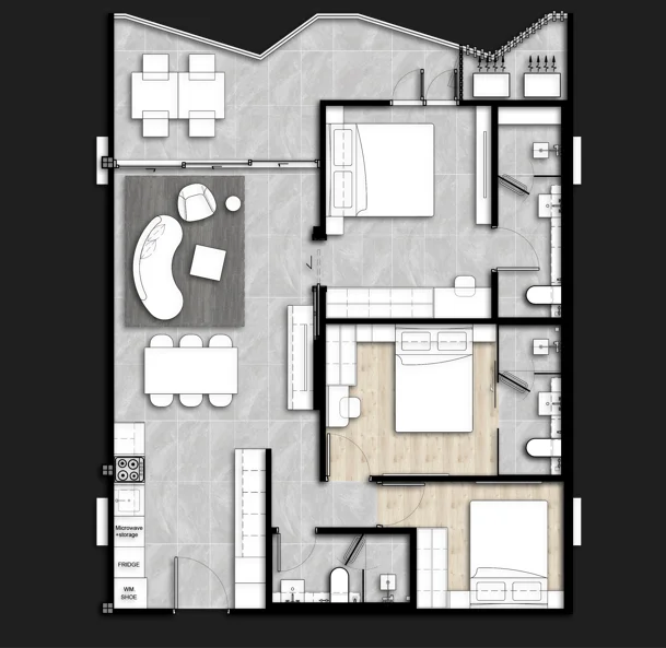 3 bed 96 sqm unit plan