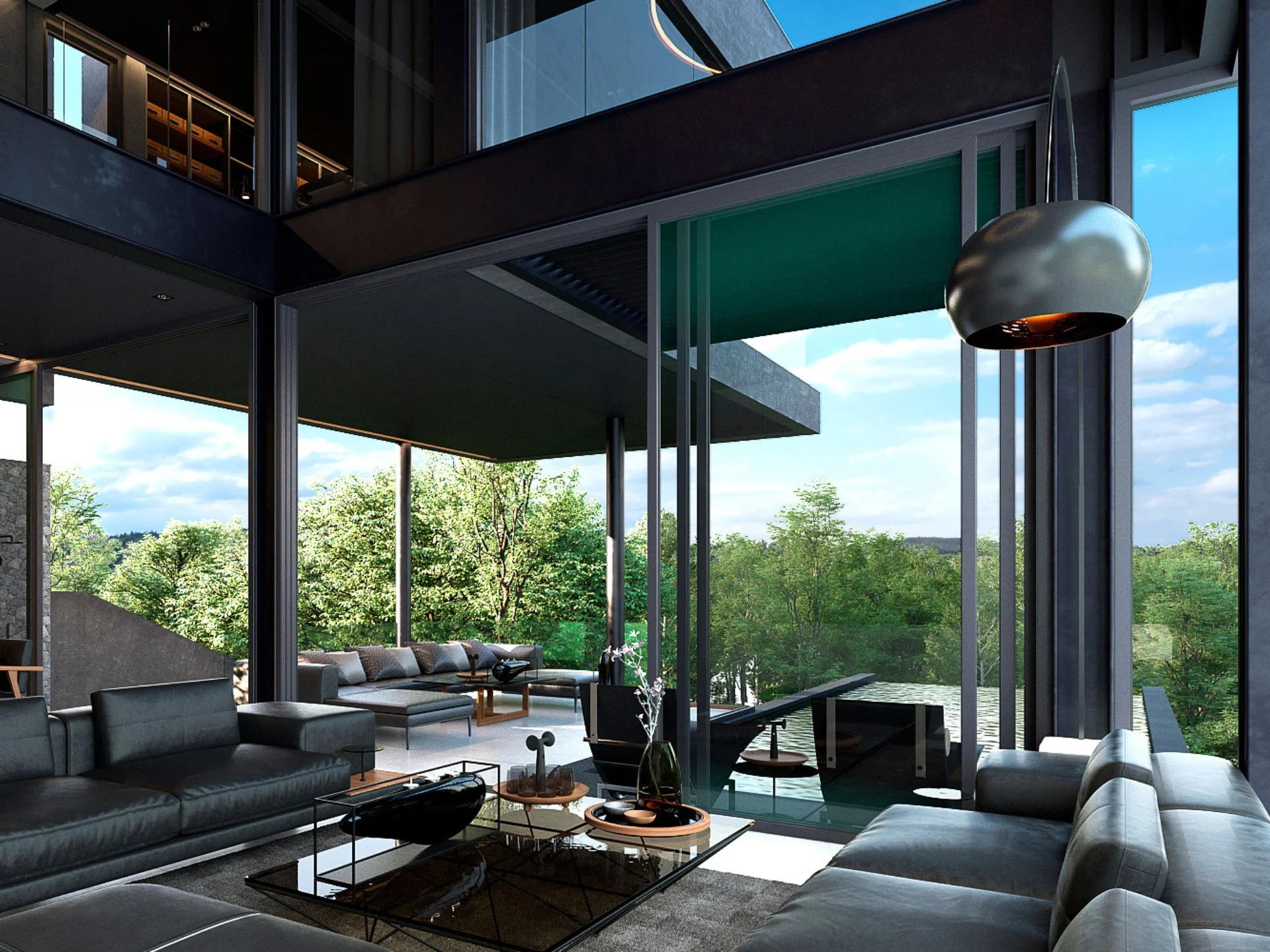 Living room with forest view from Grand Sea Through villa, Thailand