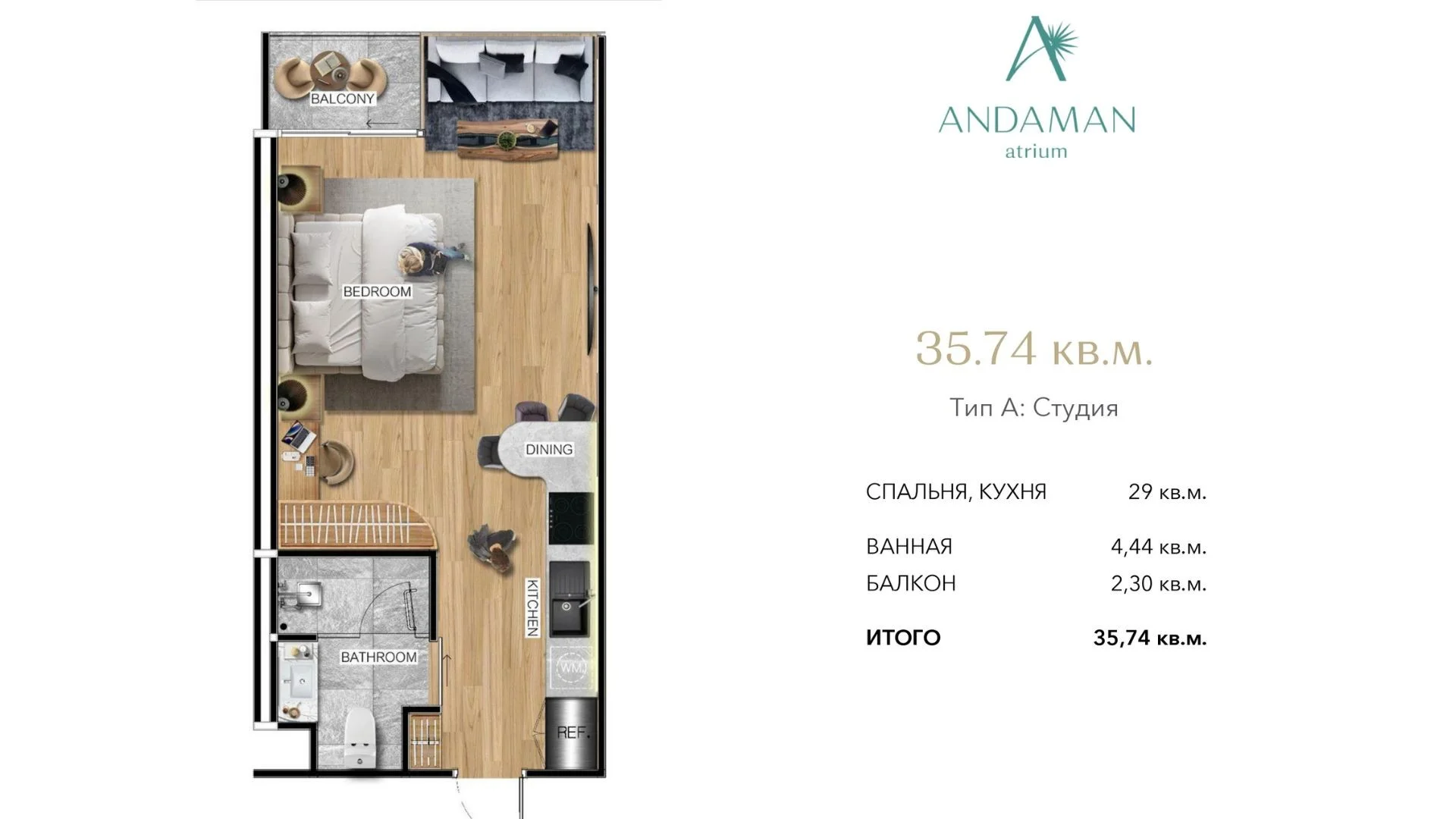 studio 36 sqm unit plan