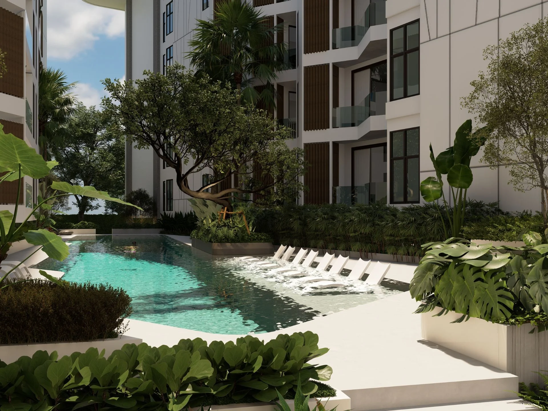 Бассейн и благоустроенный двор в Citygate De Phuket, Таиланд
