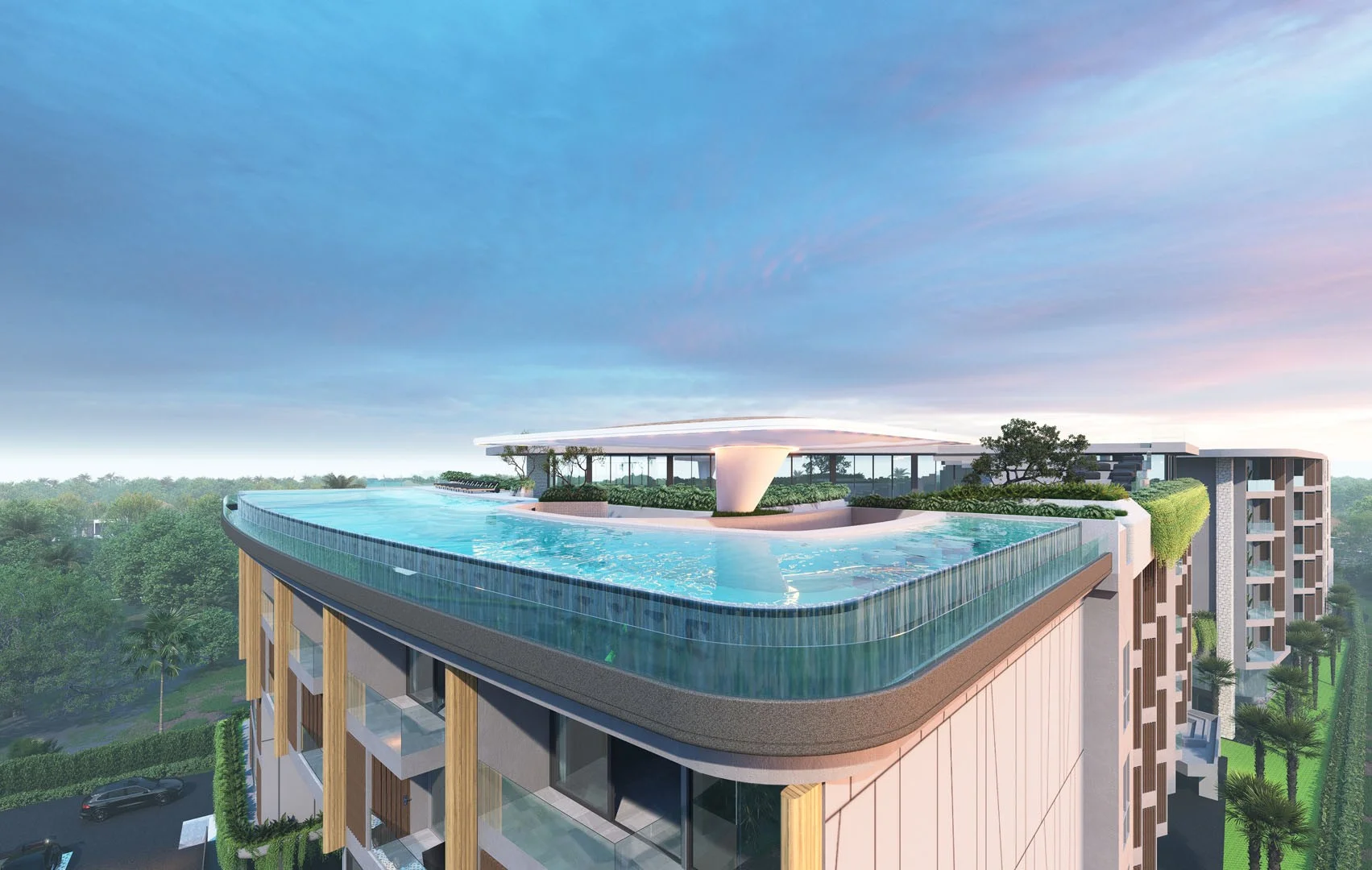Крыша бассейн и удобства в Citygate De Phuket, Таиланд