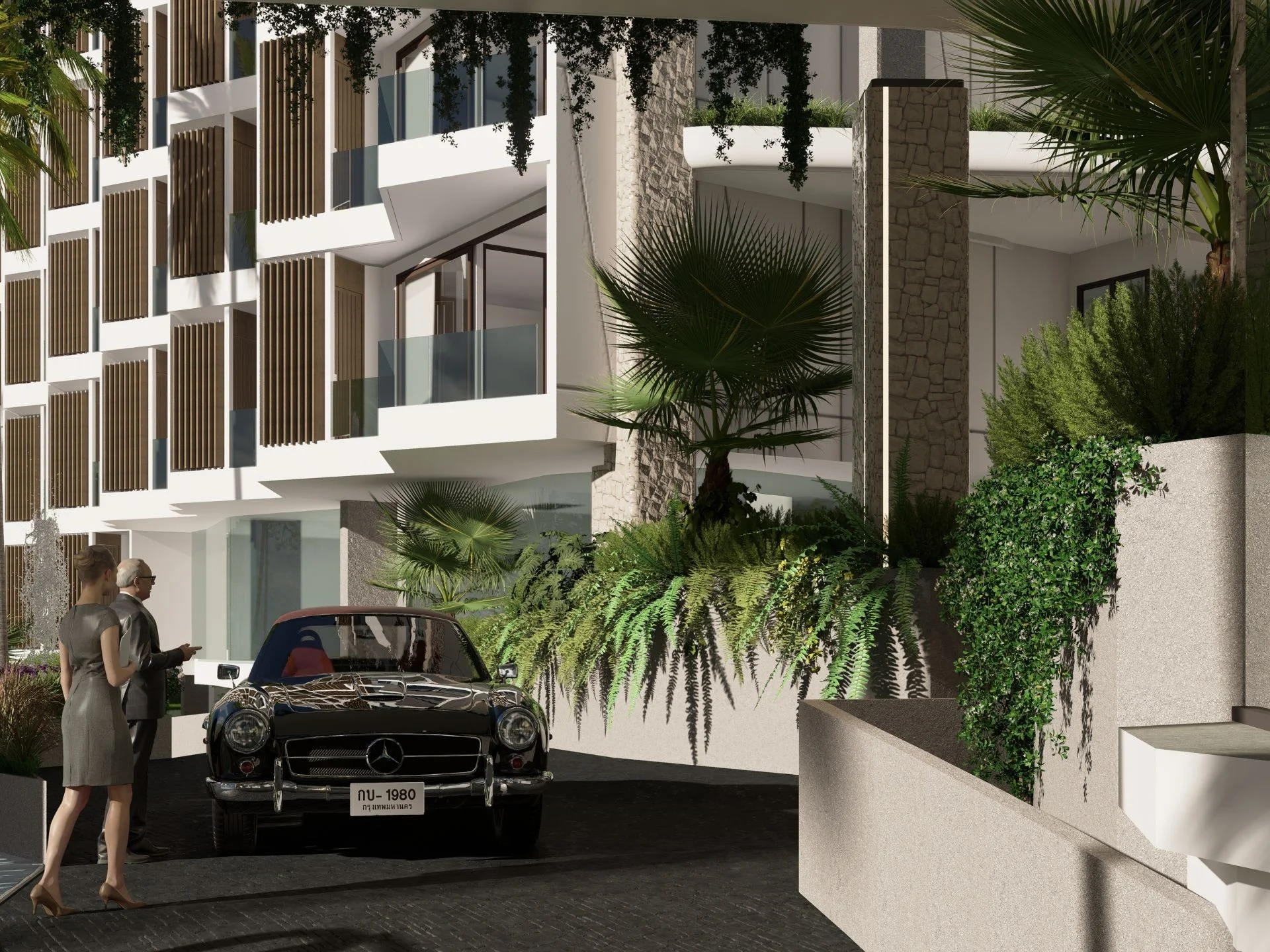 Архитектура Citygate De Phuket с благоустроенным двором и парковкой, Таиланд