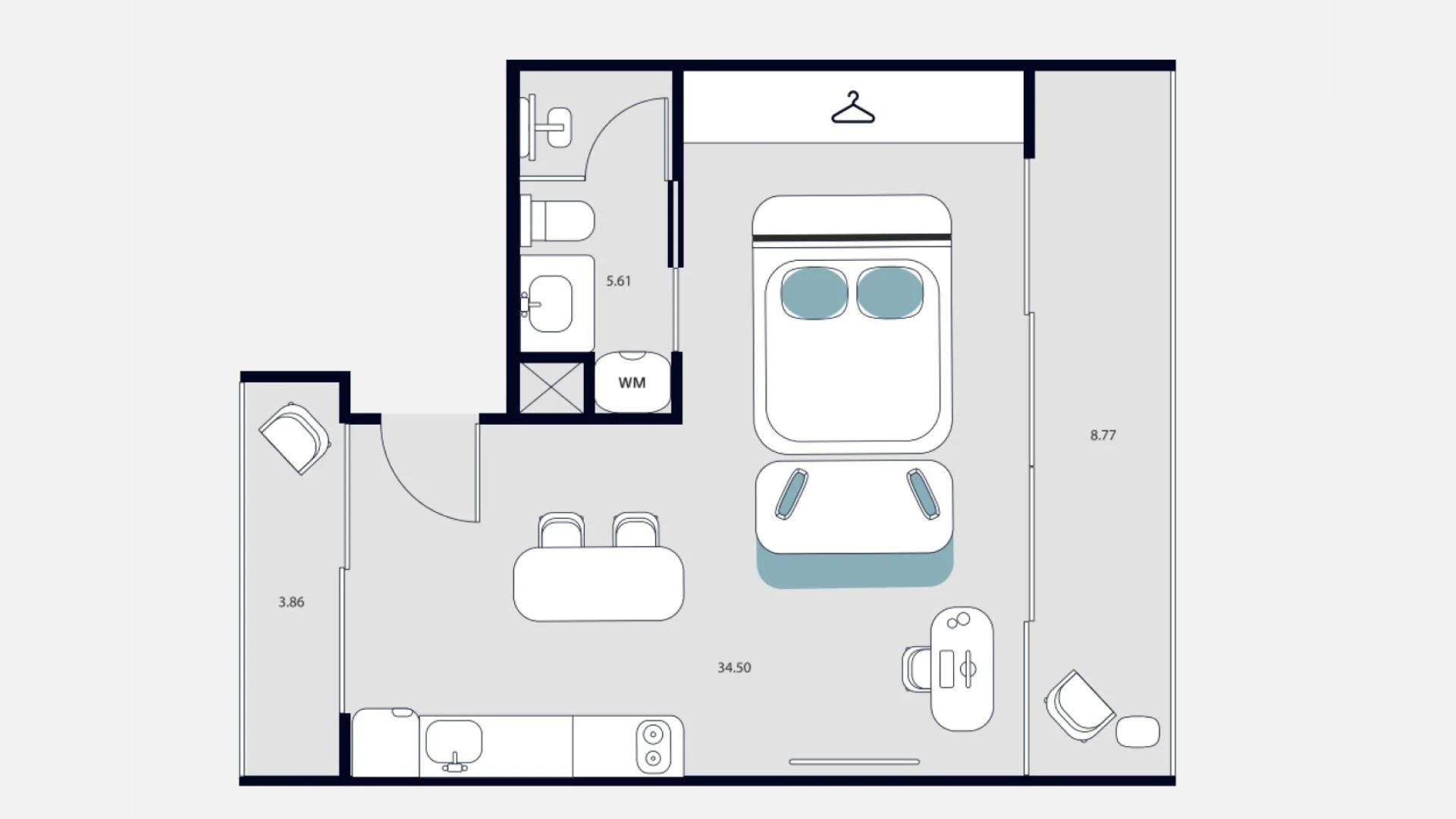 studio 50 sqm unit plan