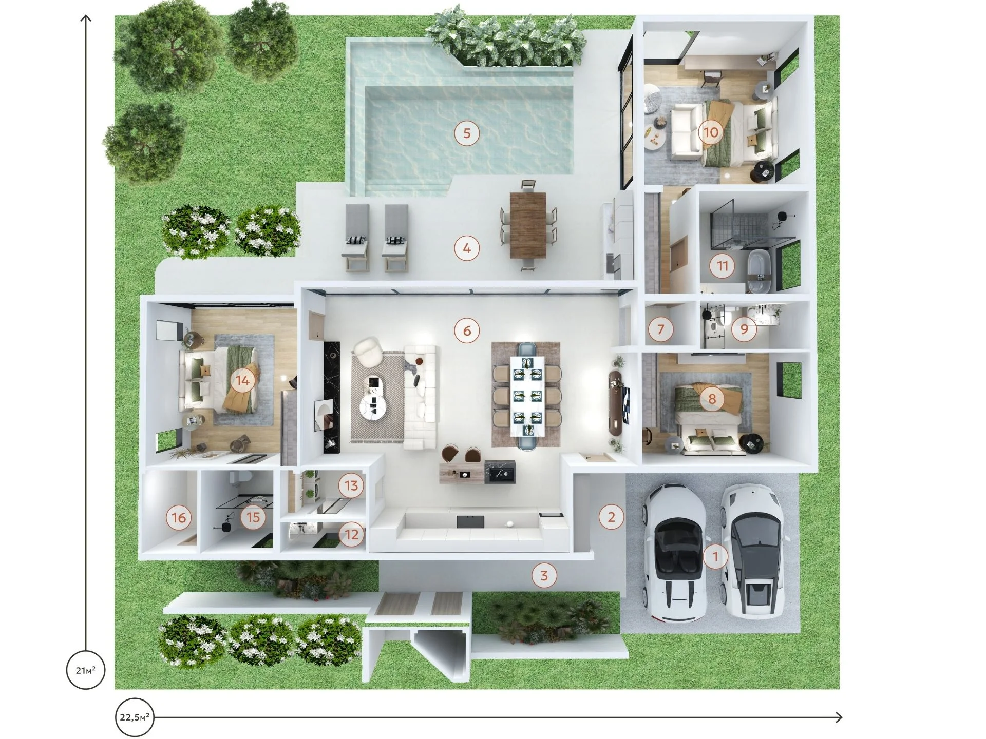 Unit Plan Villa 3 bedrooms Manor 