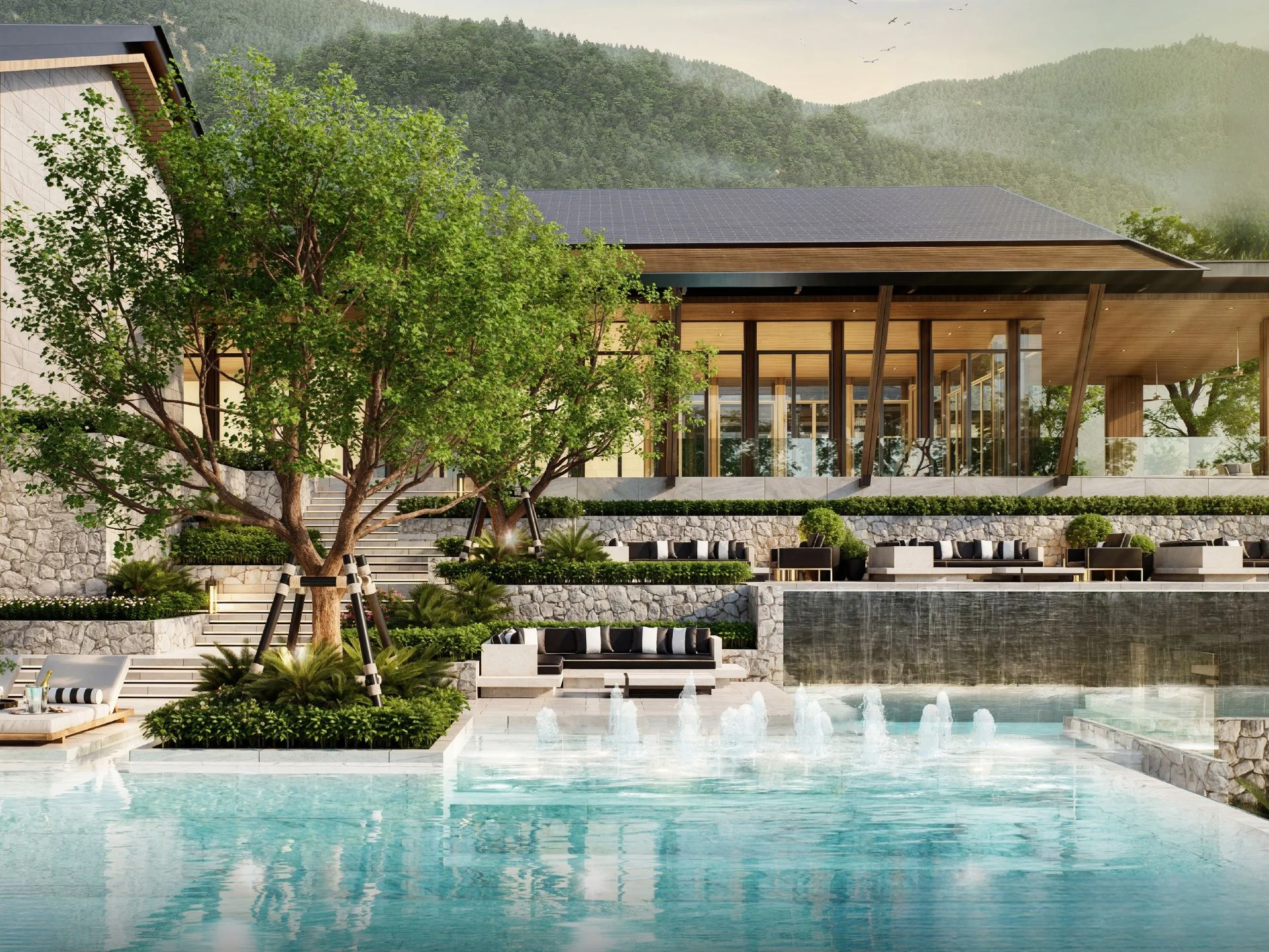 Swimming pool and terrace area at The Title Villa Kirara, Thailand