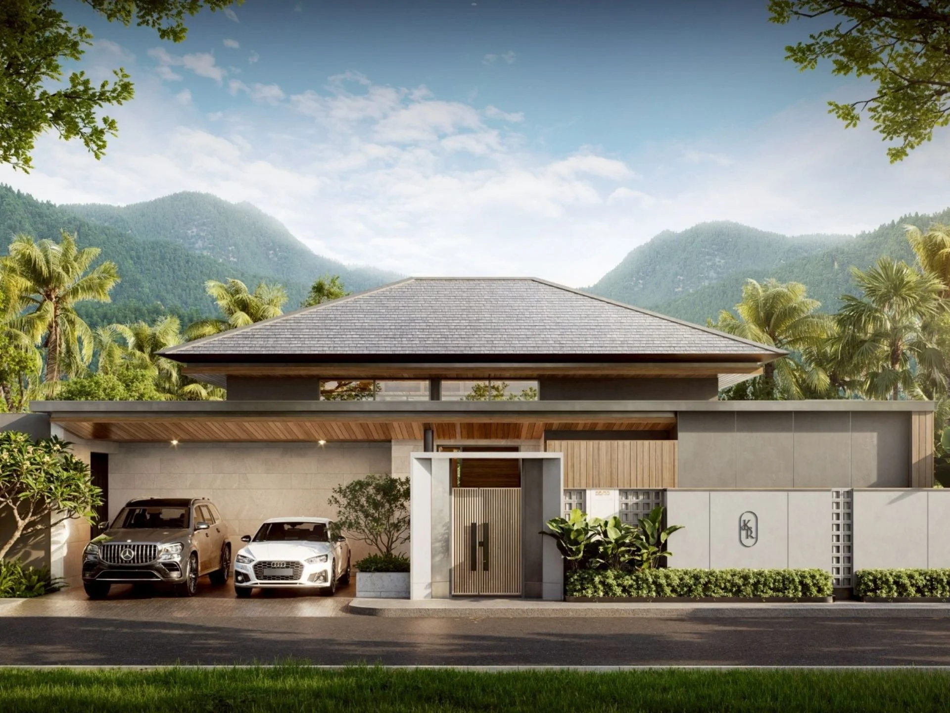 Architecture de villa moderne avec vue sur les montagnes à The Title Villa Kirara, Bang Tao