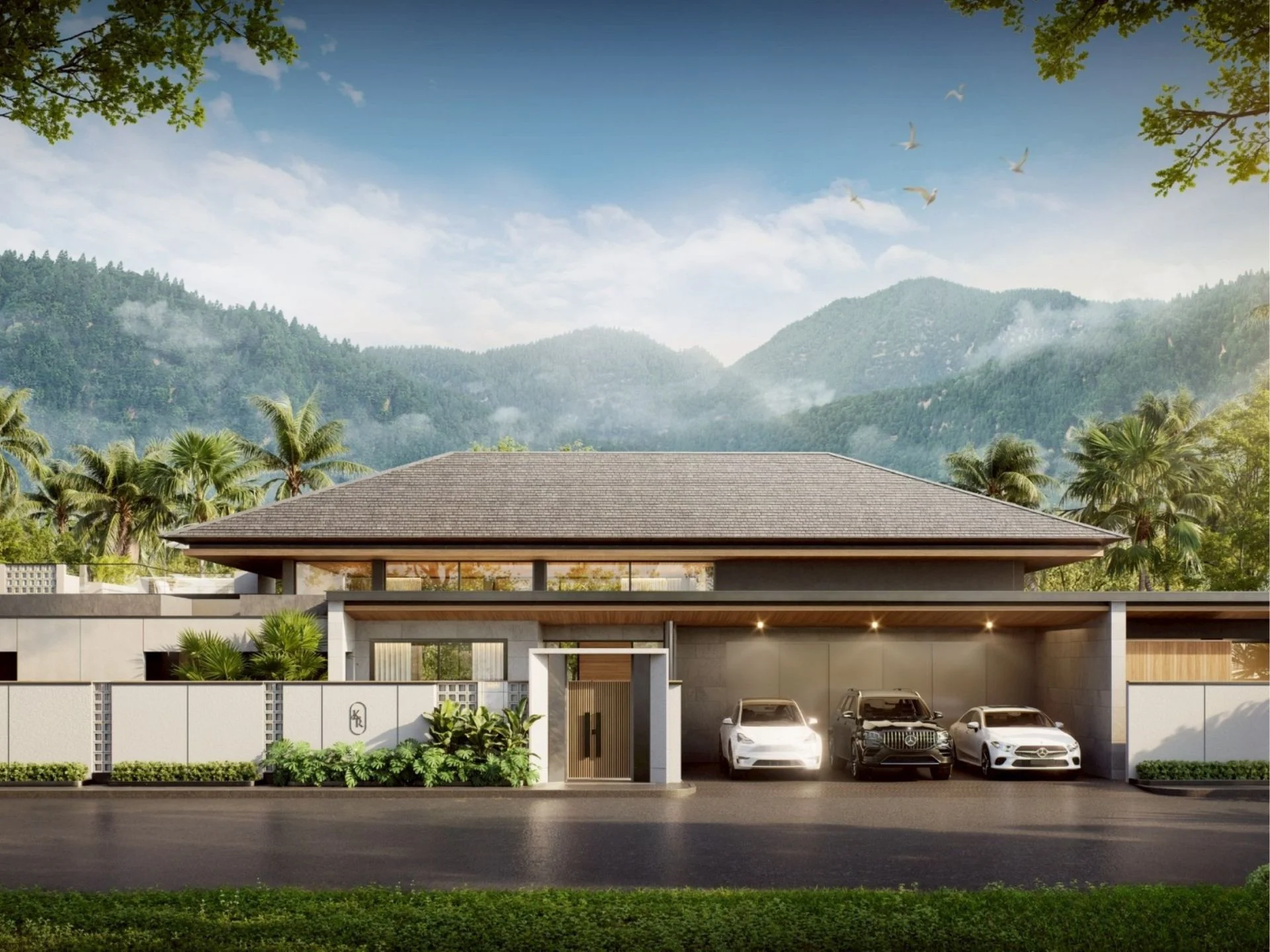 Modern villa architecture with mountain view at The Title Villa Kirara, Thailand