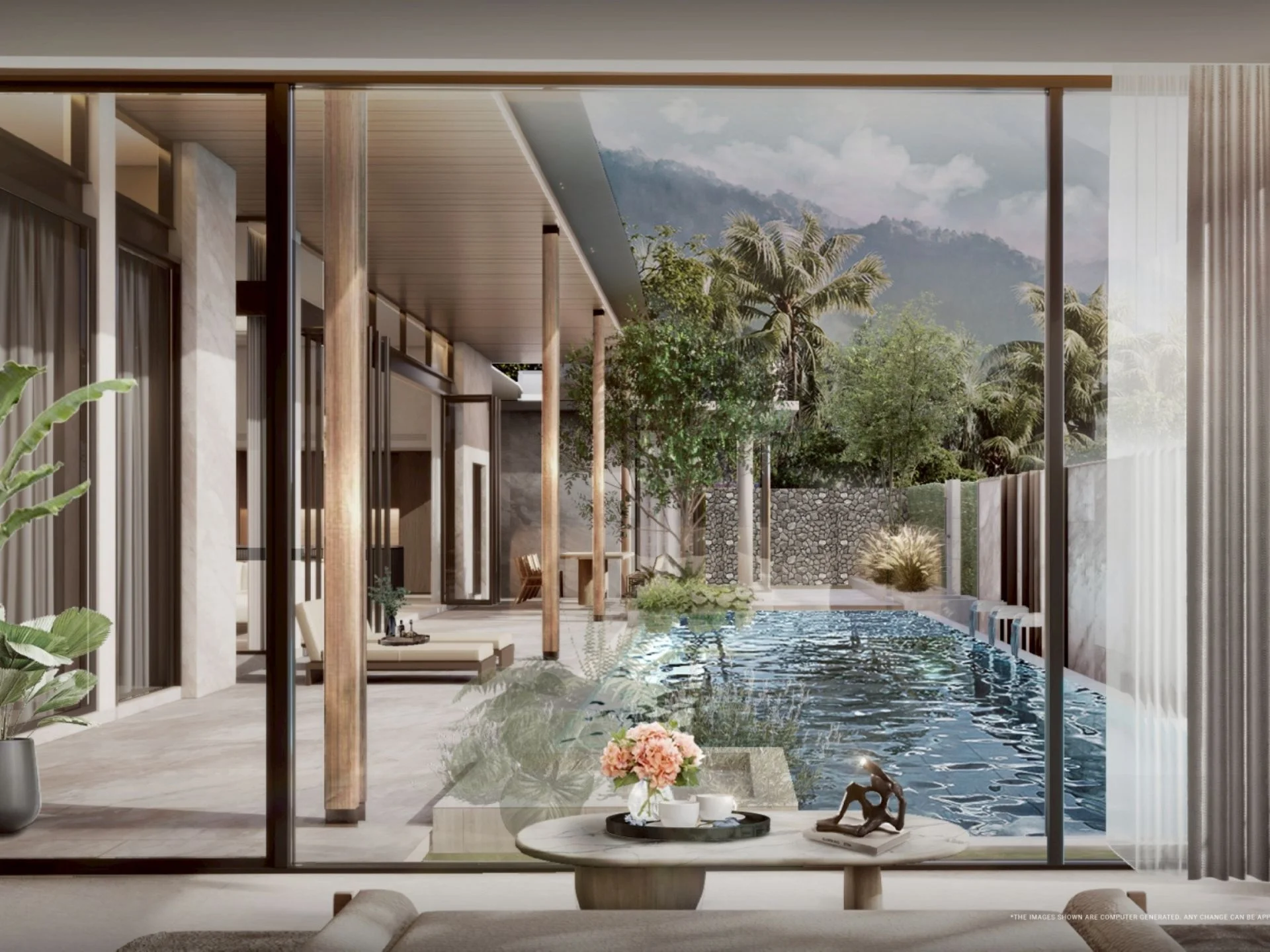 Mountain view from villa terrace at The Title Villa Kirara, Thailand