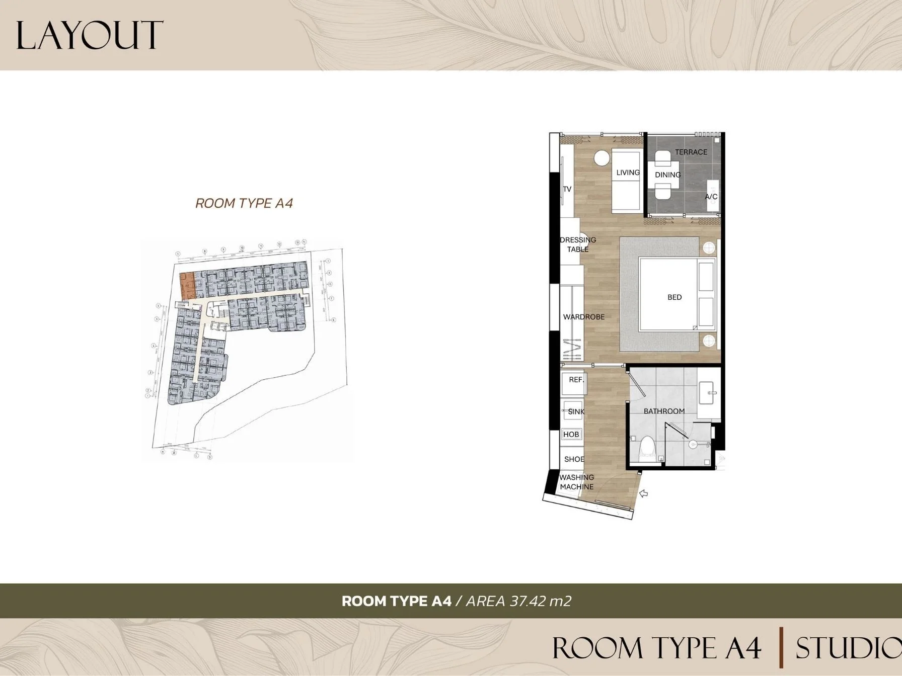 Unit Plan Studio 37sqm Saint Tropez