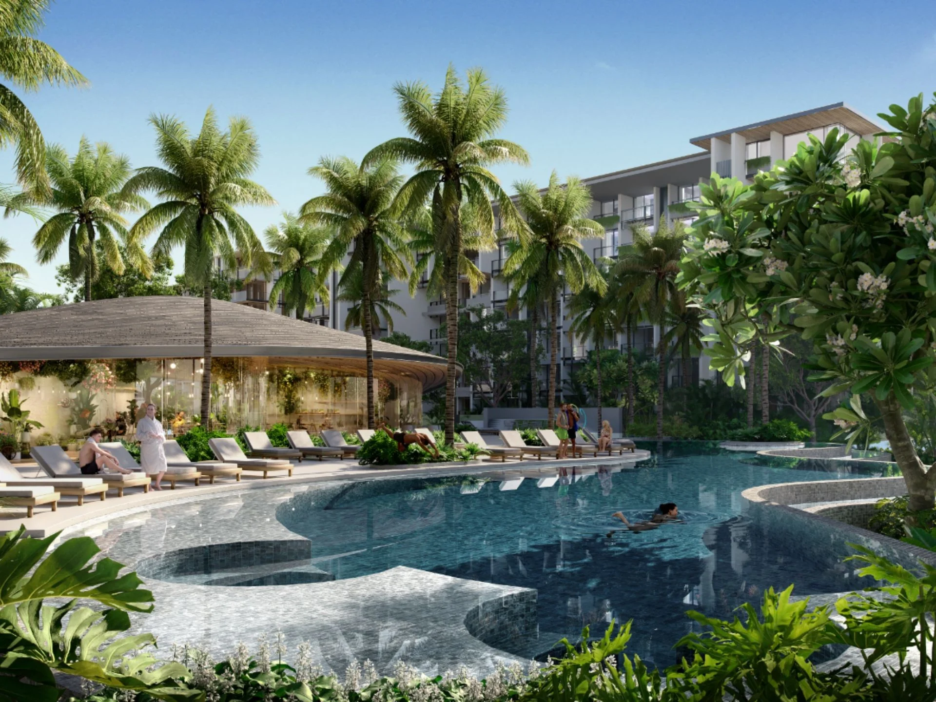 Piscina e area ricreativa a Gardens of Eden Park Residences, Tailandia (1)