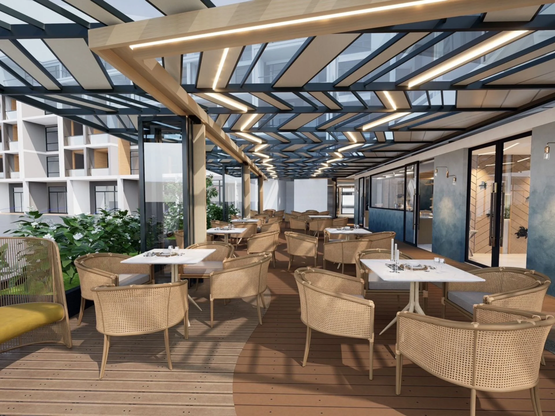 Outdoor dining area with pergola at Sea Heaven Nai Thon, Thailand