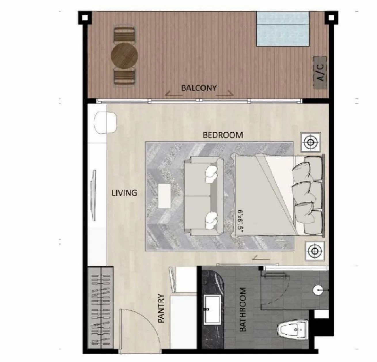 studio 37 sqm unit plan