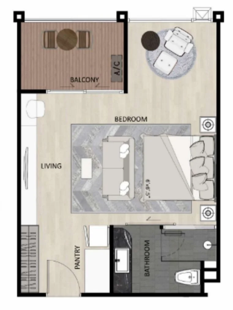 studio 42 sqm unit plan