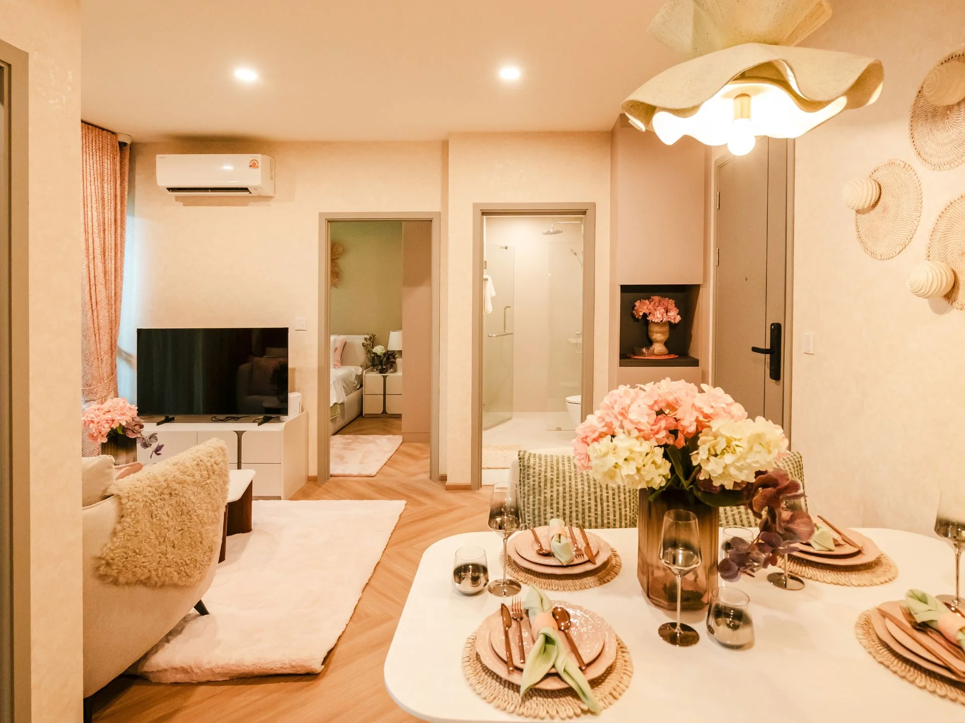 Living and dining area interior in 2-bedroom apartment at The Title Coralina, Kamala