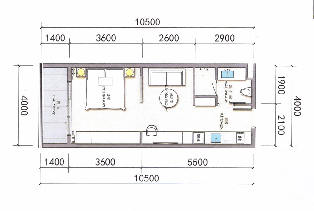 1 bedroom 41 sqm unit plan