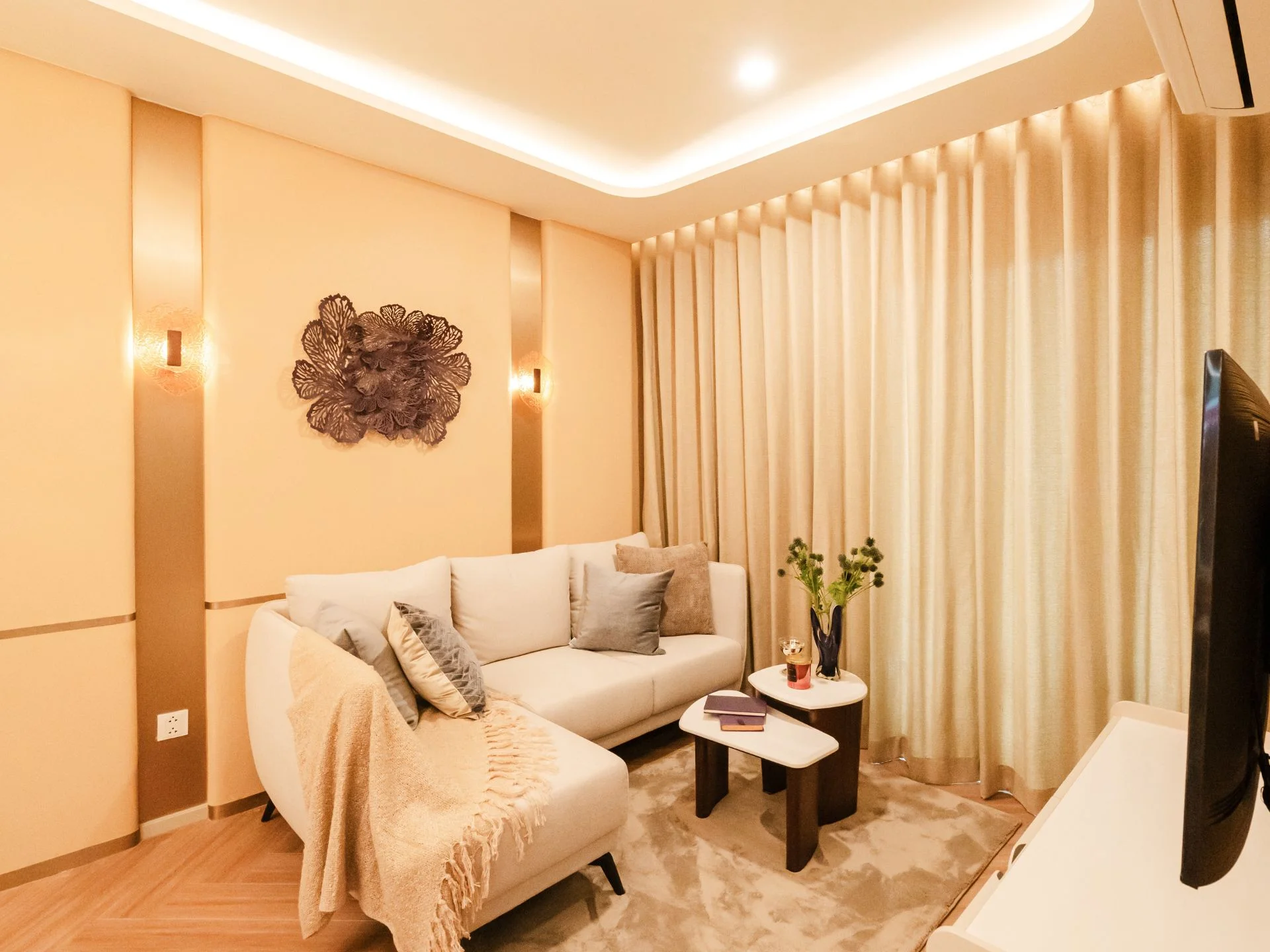 Living room interior in 2-bedroom apartment at The Title Coralina, Kamala