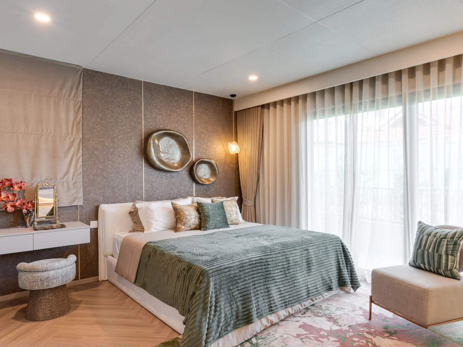 Master bedroom interior in 3-bedroom apartment at The Title Coralina, Kamala (1)
