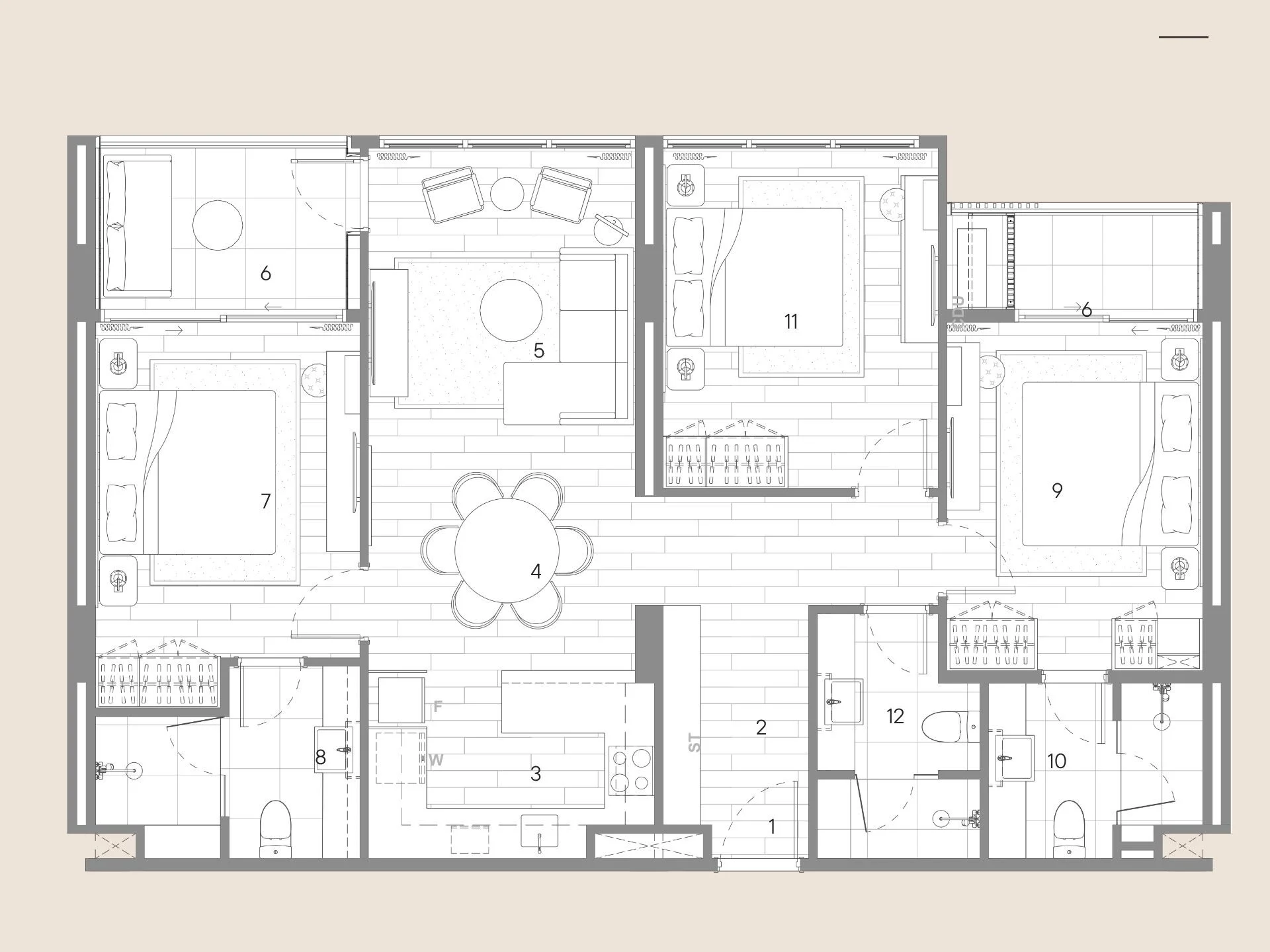 3 bed 110 sqm unit plan