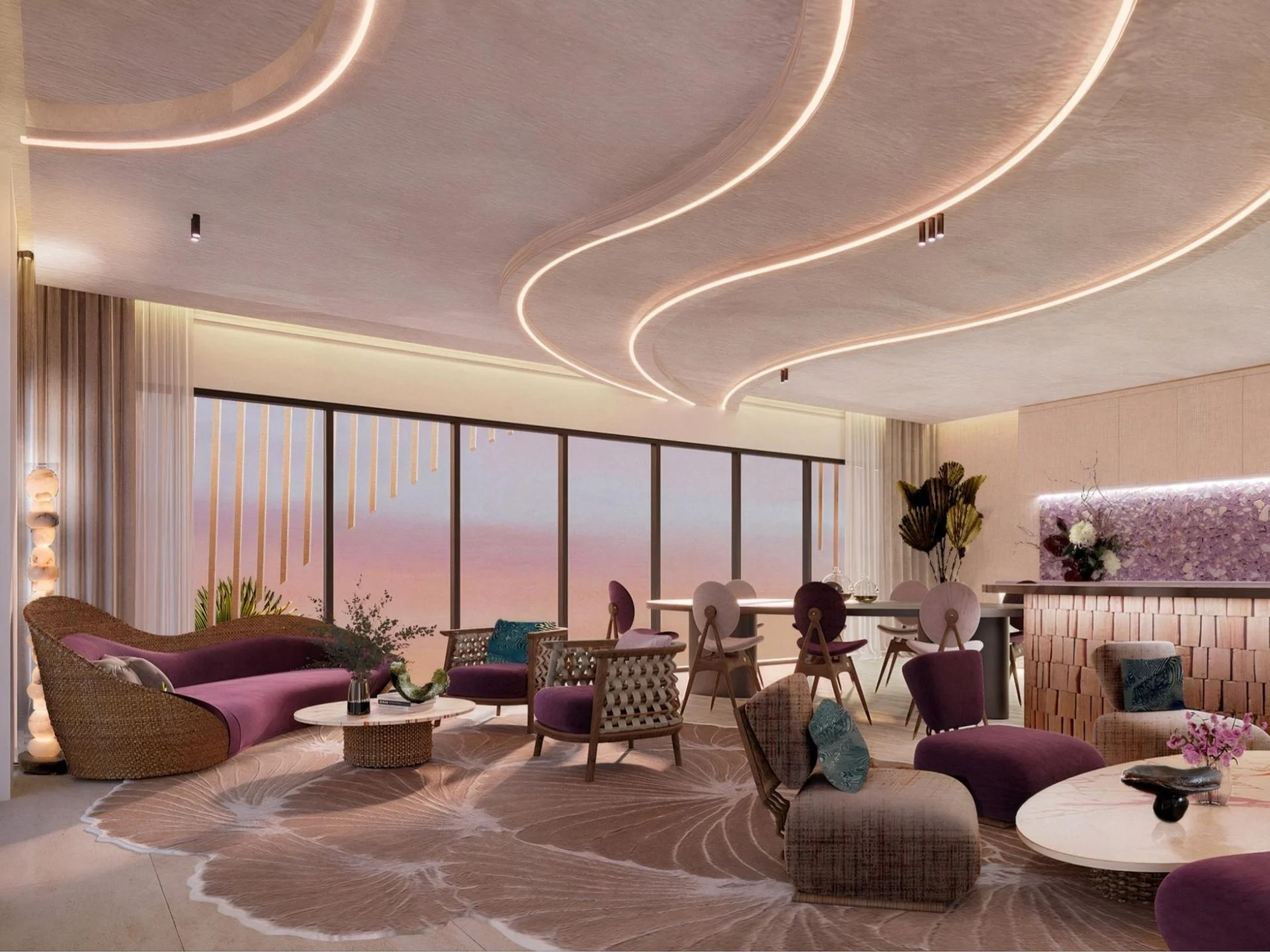 Lounge area interior in 2-bedroom apartment at The Title Coralina, Kamala