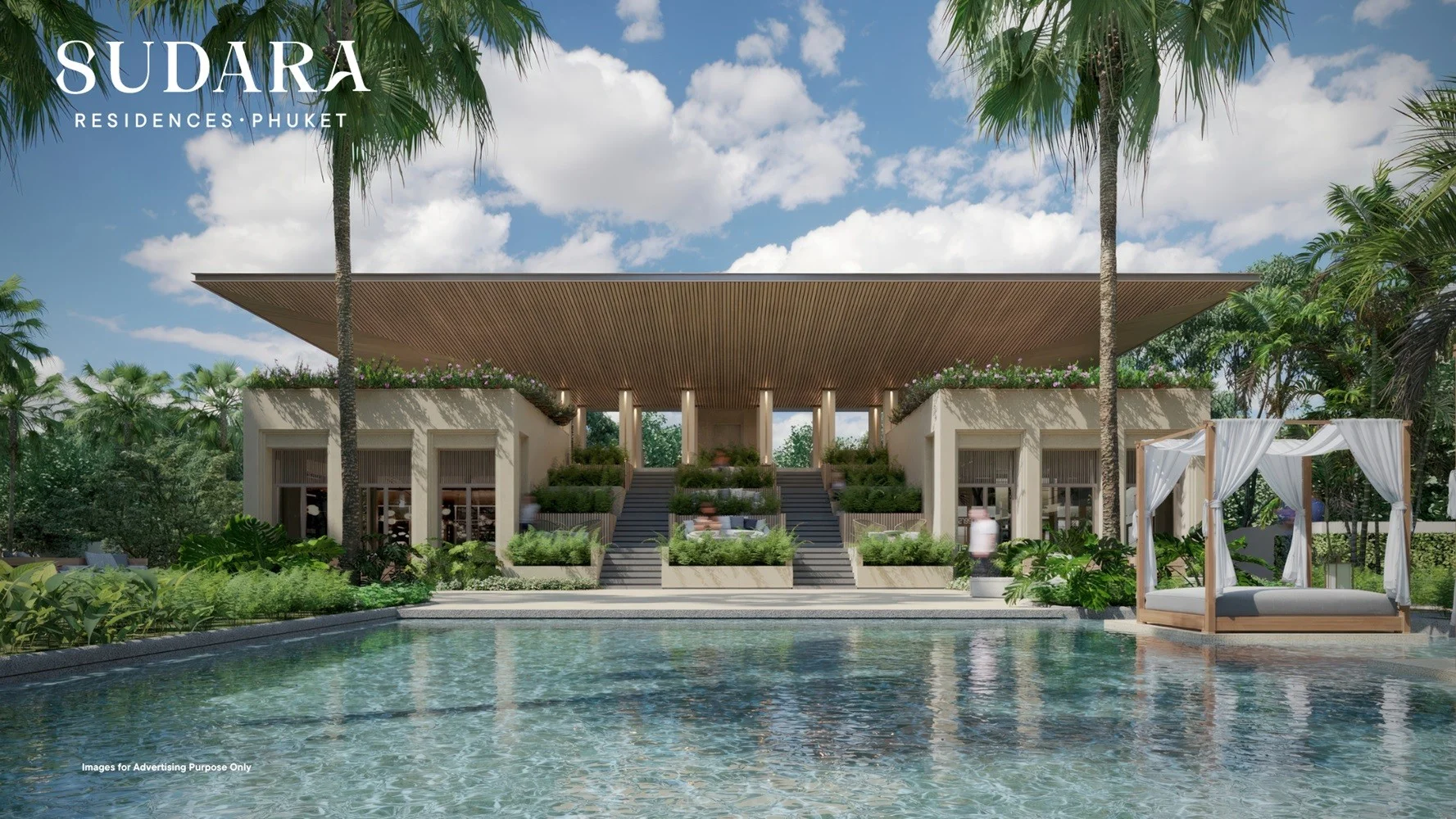 Swimming pool and clubhouse at Sudara Residences, Phuke