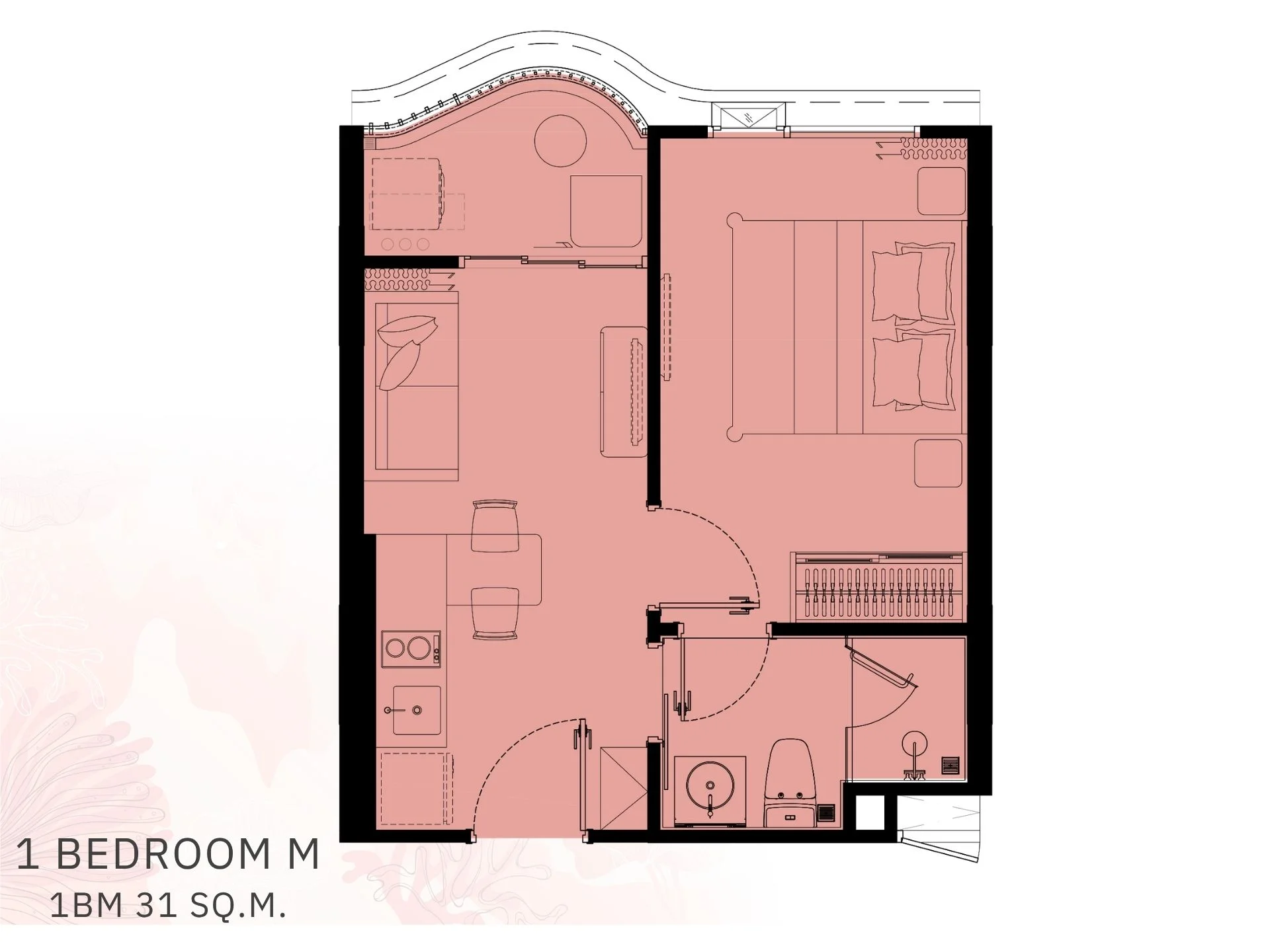 Unit Plan 1 bedroom 31 sqm The Title Coralina
