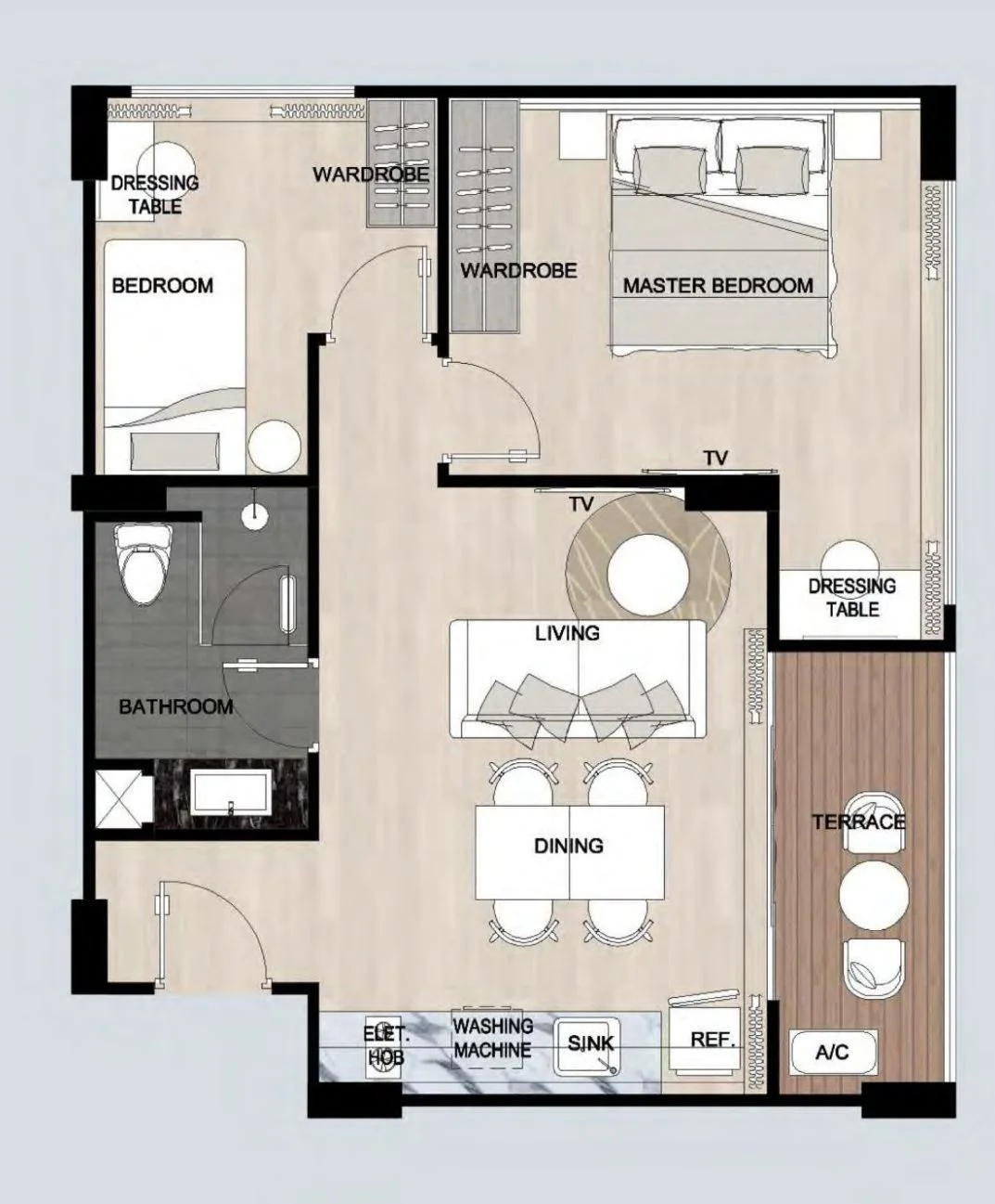2 bed 60 sqm unit plan Phase 3.1
