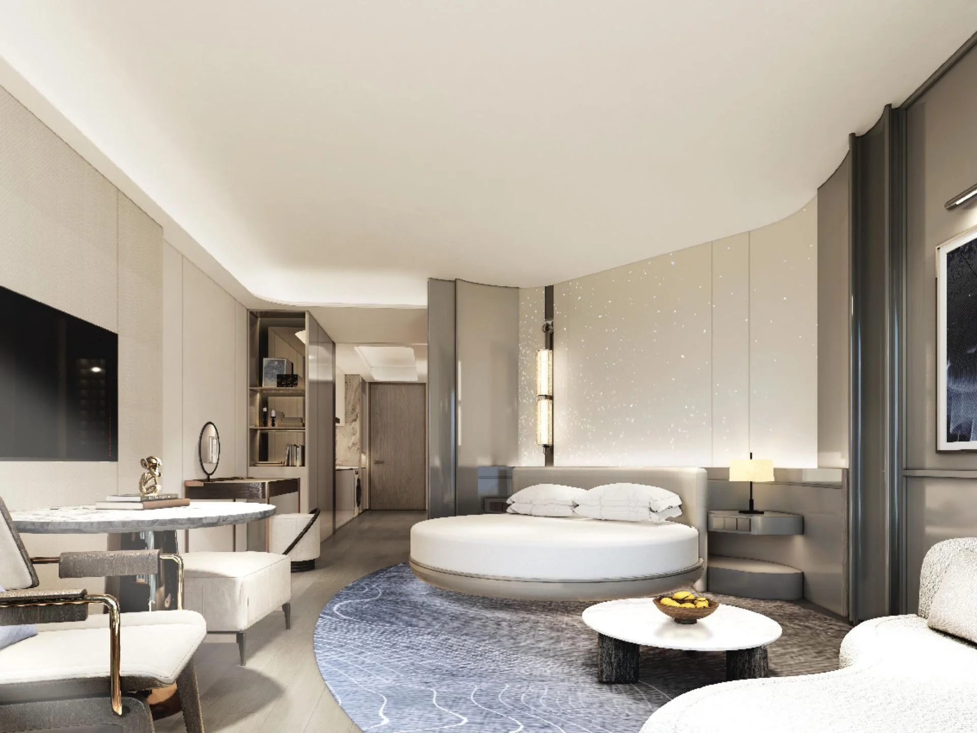 Master bedroom interior in 2-bedroom apartment at Anava Samui, Bo Pu