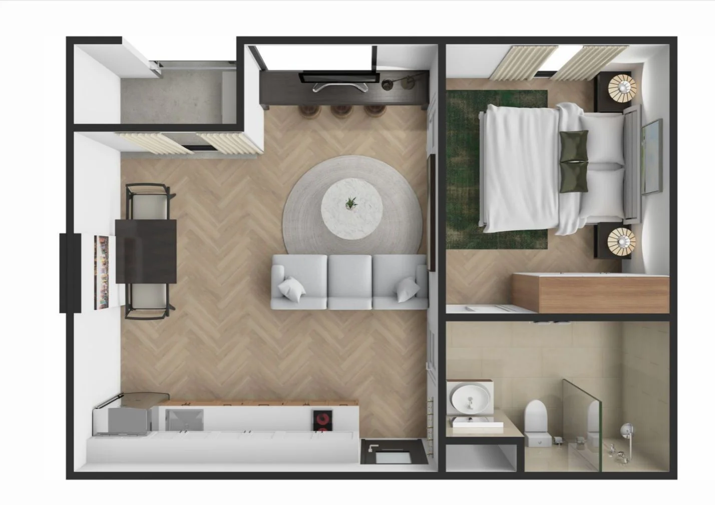 1 bed 47 sqm unit plan
