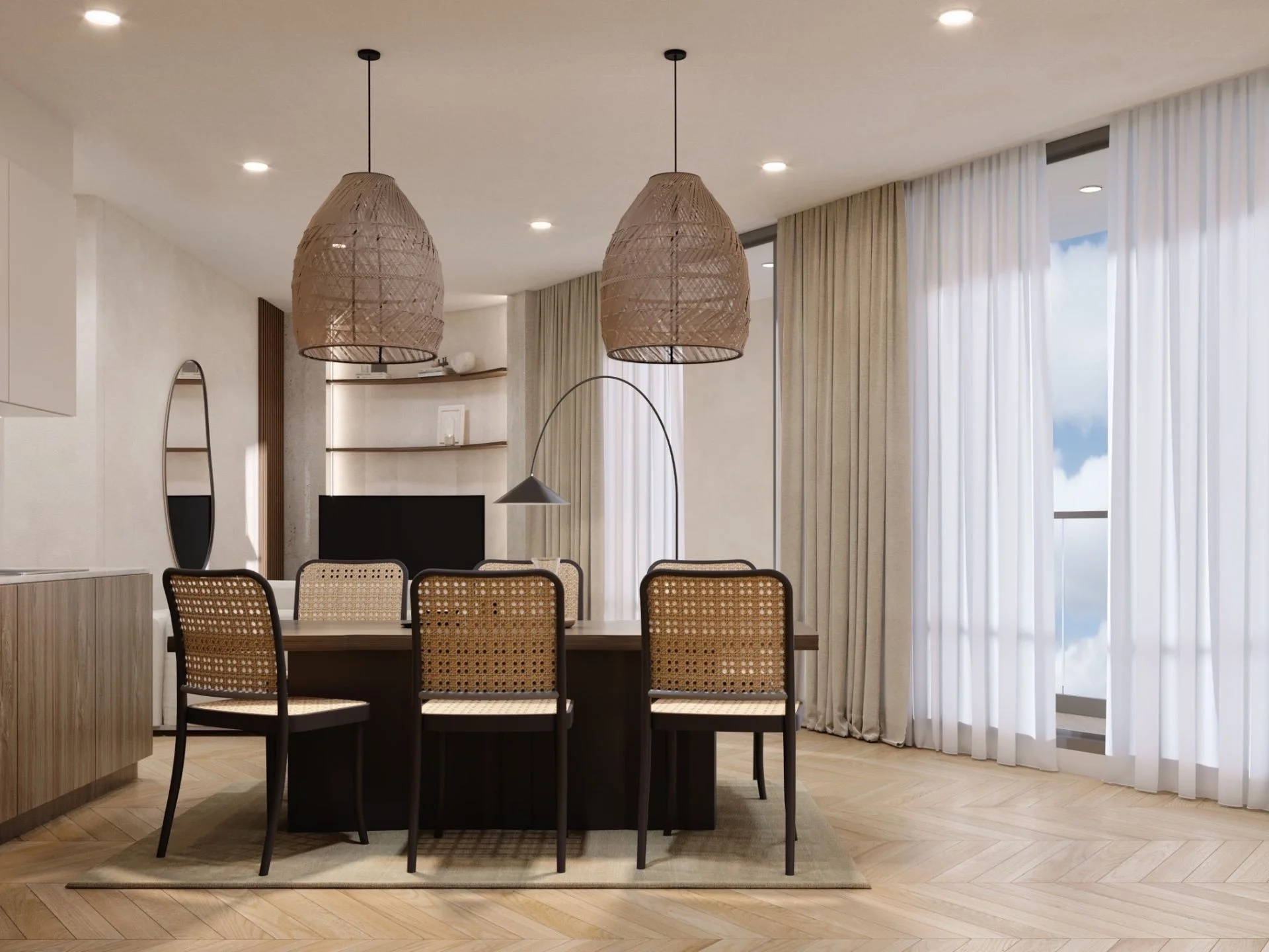 Dining area interior in a 2-bedroom apartment at The Zero Bang Tao, Thailand