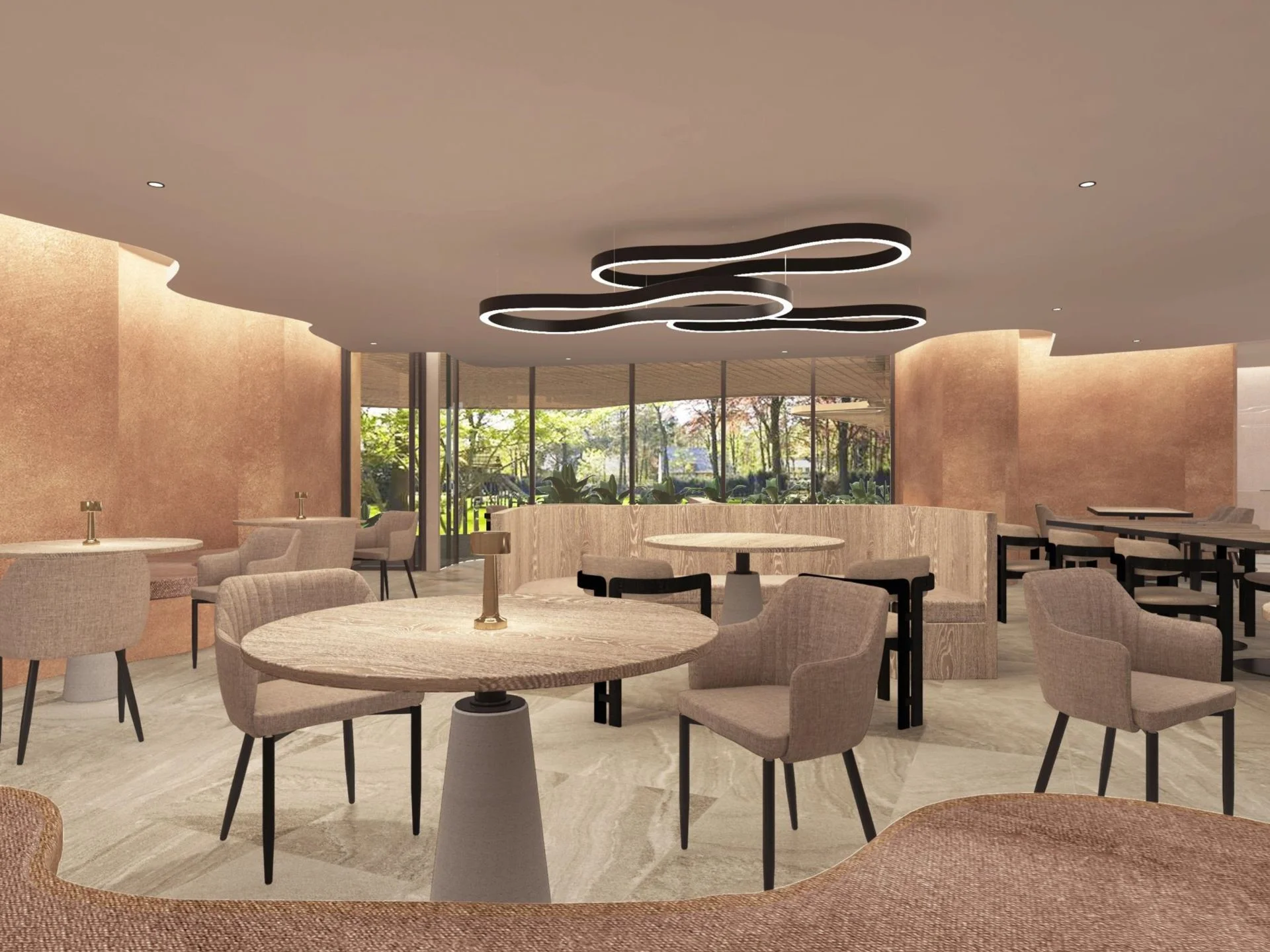 Common area with dining tables and lounge seating at The Zero Bang Tao, Thailand