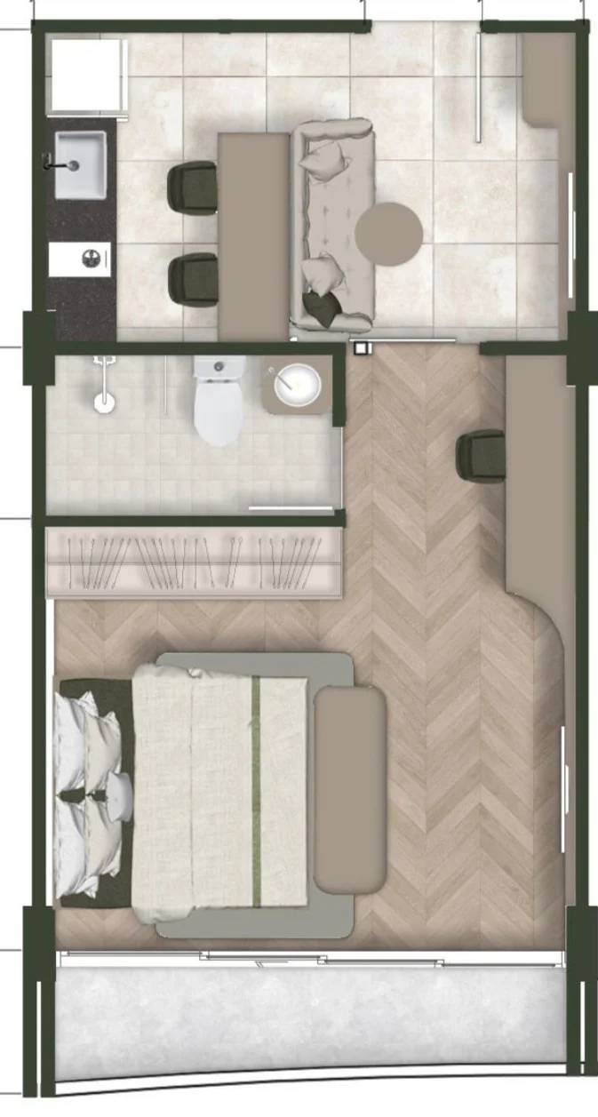1 bed 37 sqm unit plan
