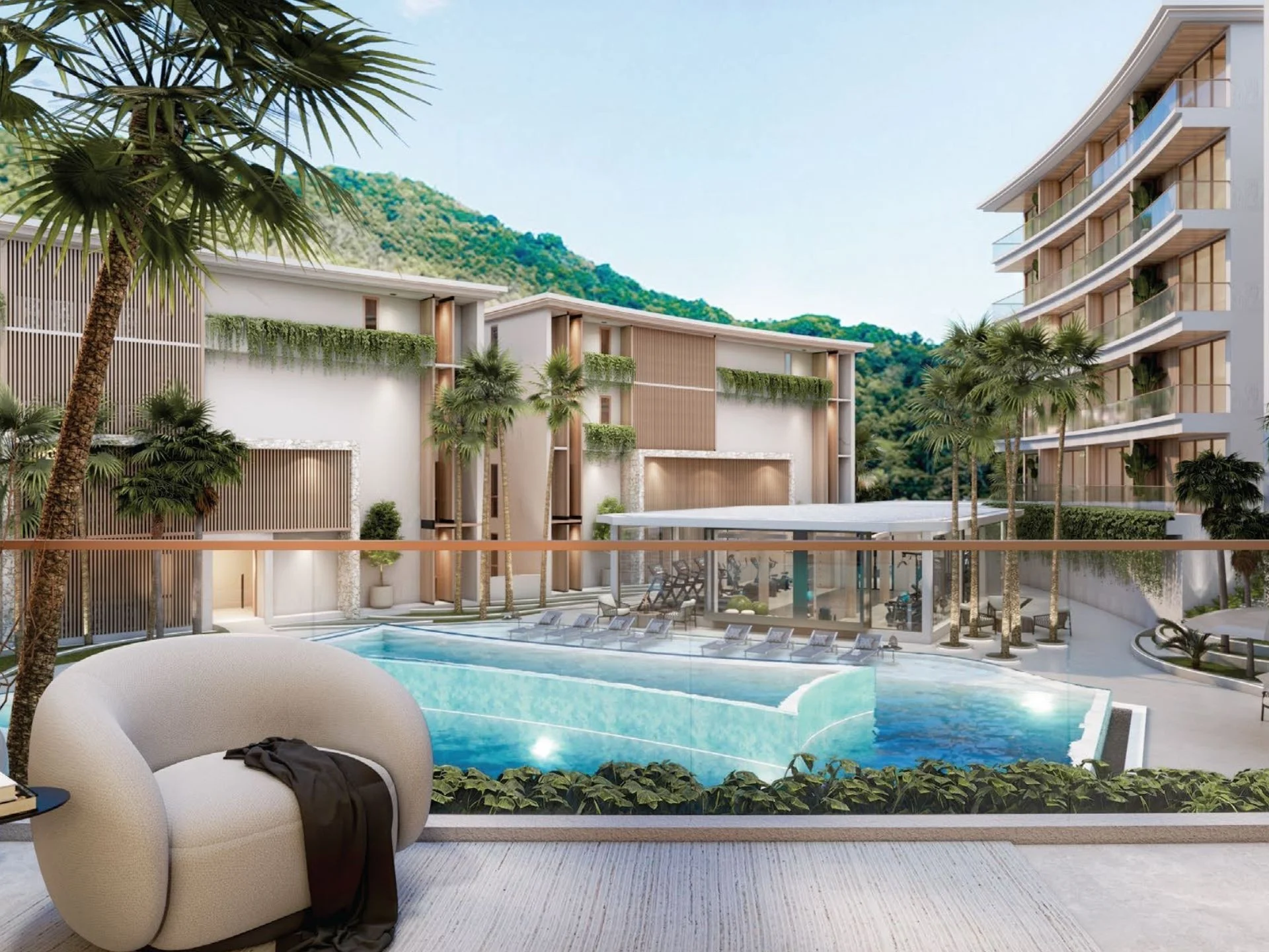 Swimming pool and recreation area at The Trees Residence, Bang Tao