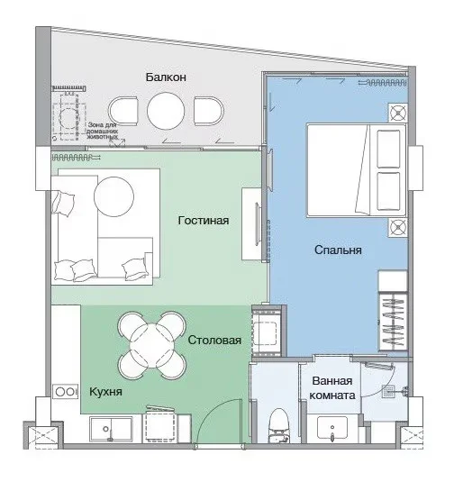 1 bed 54 sqm unit plan