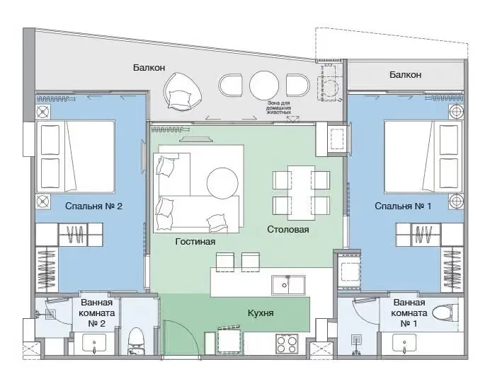 2 bed 85 sqm unit plan