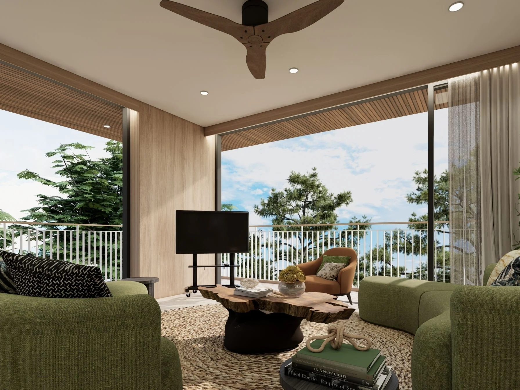Wohnzimmer mit Meerblick in 1-Zimmer-Wohnung, Bellaguna Golf Residences Hibiscus, Thailand