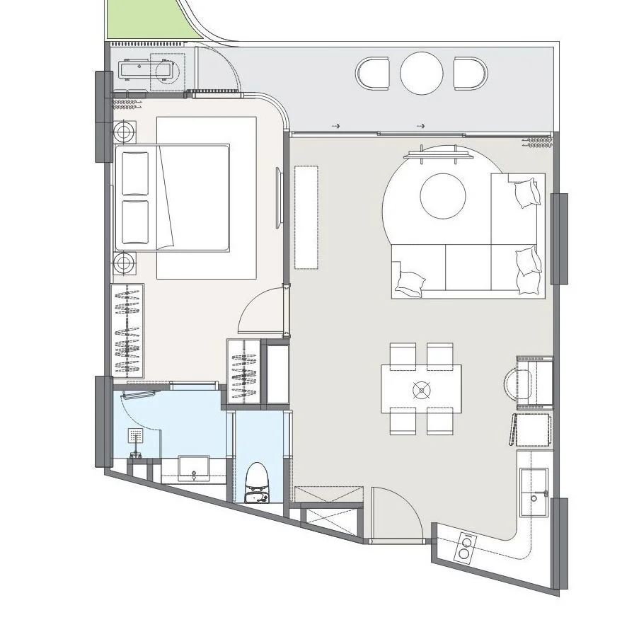 1 bed 67 sqm unit plan