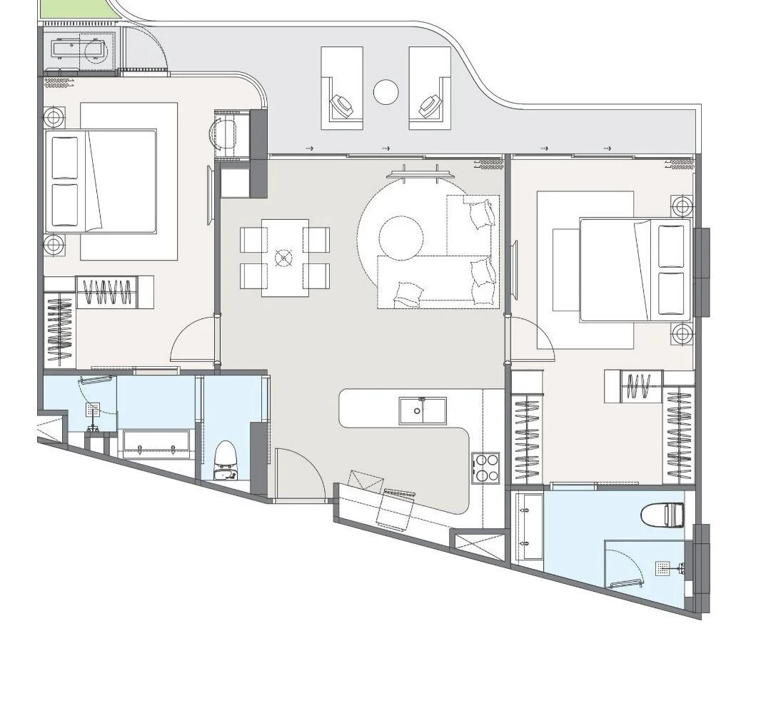 2 bed 100 sqm unit plan