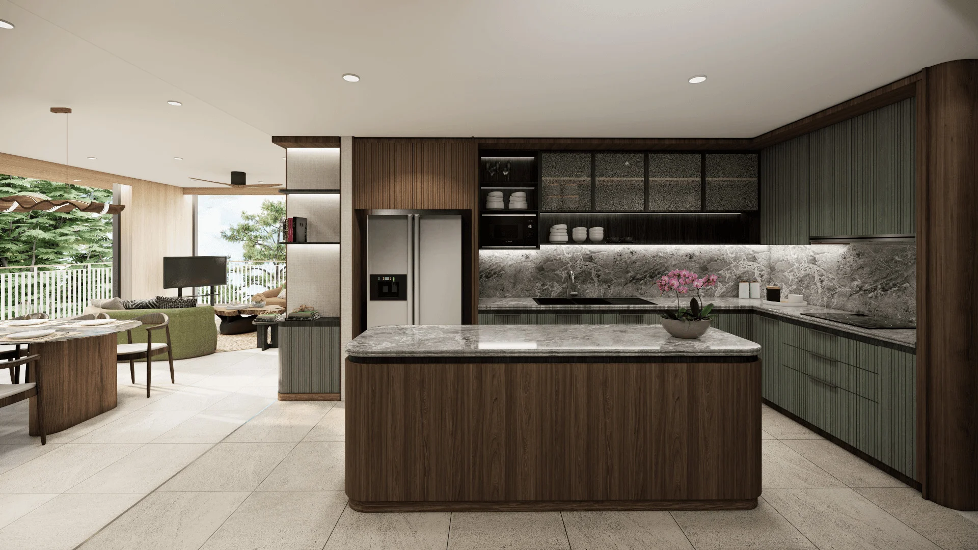 Interior de cocina en apartamento de 2 dormitorios en Bellaguna Golf Residences Hibiscus, Tailandia