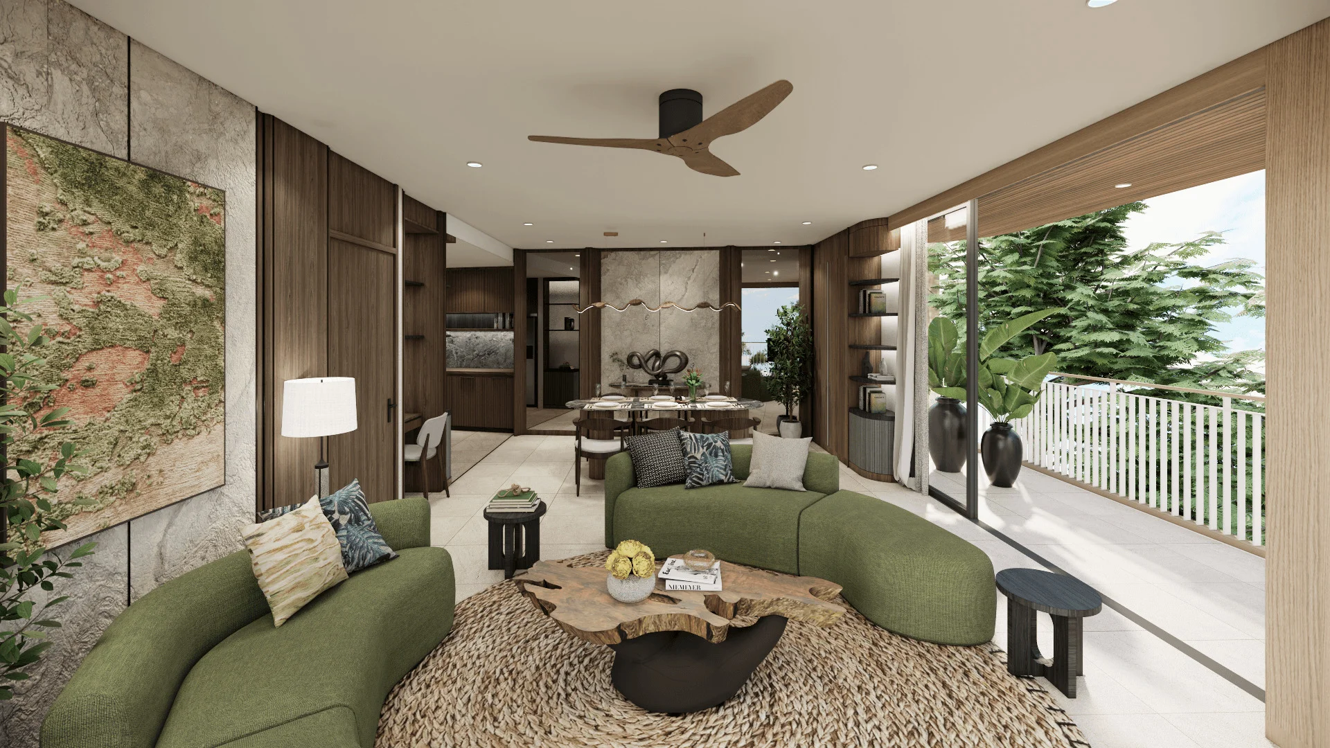 Sala de estar en apartamento de 2 dormitorios en Bellaguna Golf Residences Hibiscus, Tailandia