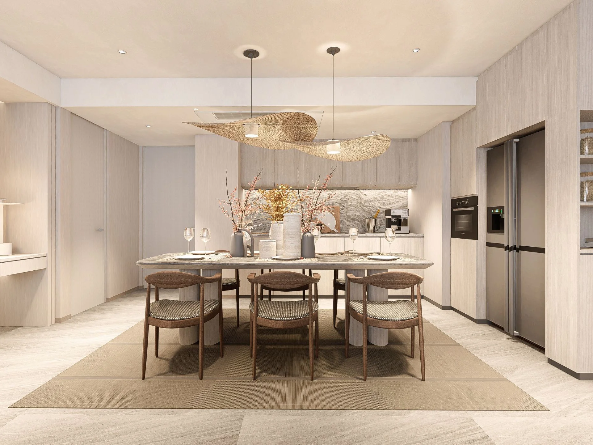 Cucina e zona pranzo in appartamento 1 camera a Bellaguna Lake Residences Lotus, Tailandia