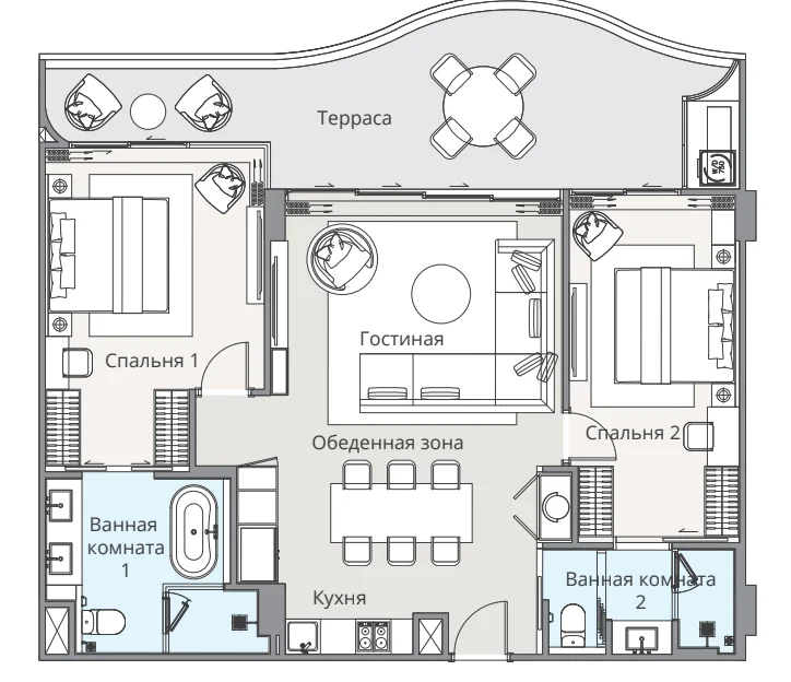 2 bed 122 sqm unit plan