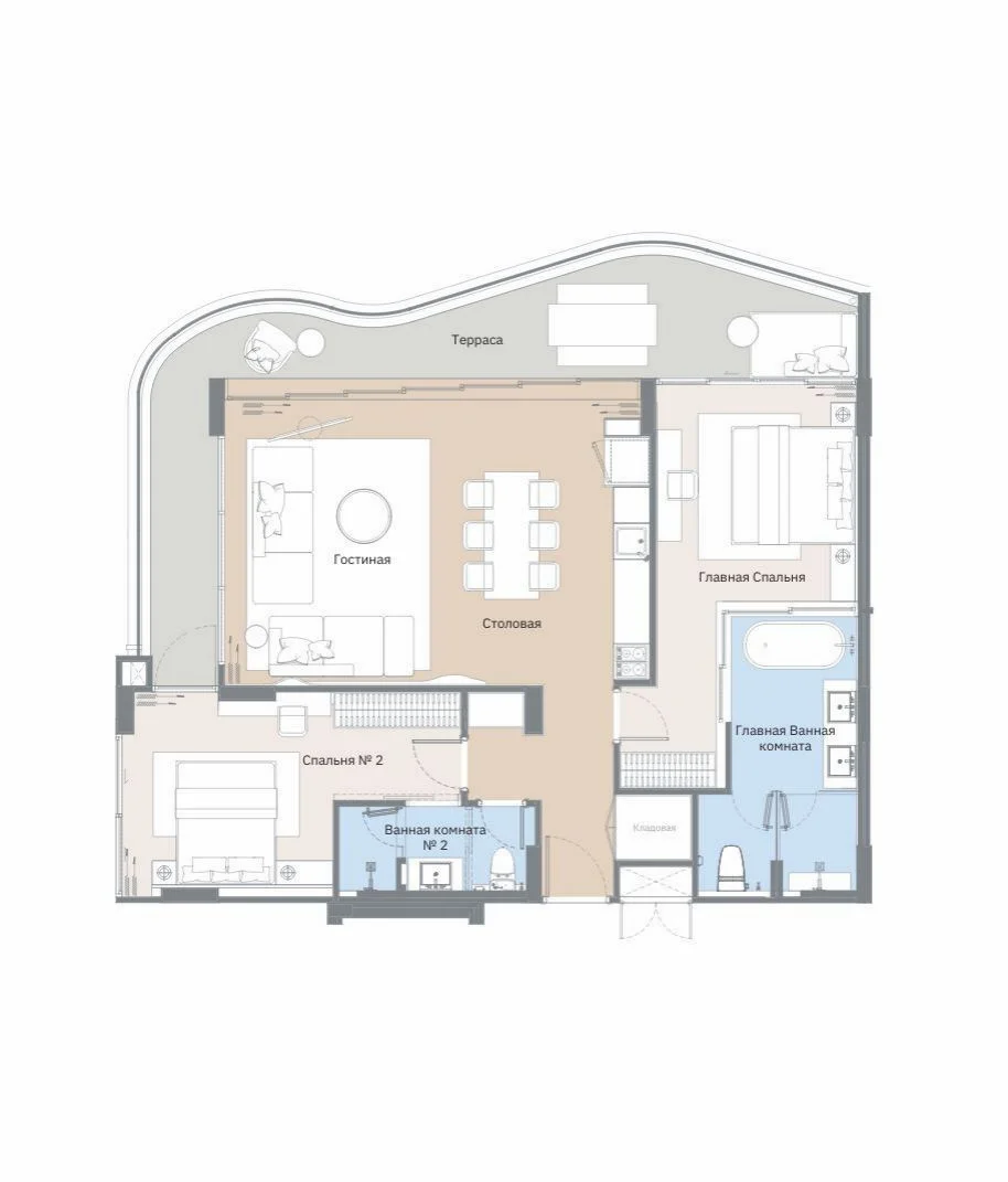 2 bed Penthouse 220 sqm unit plan