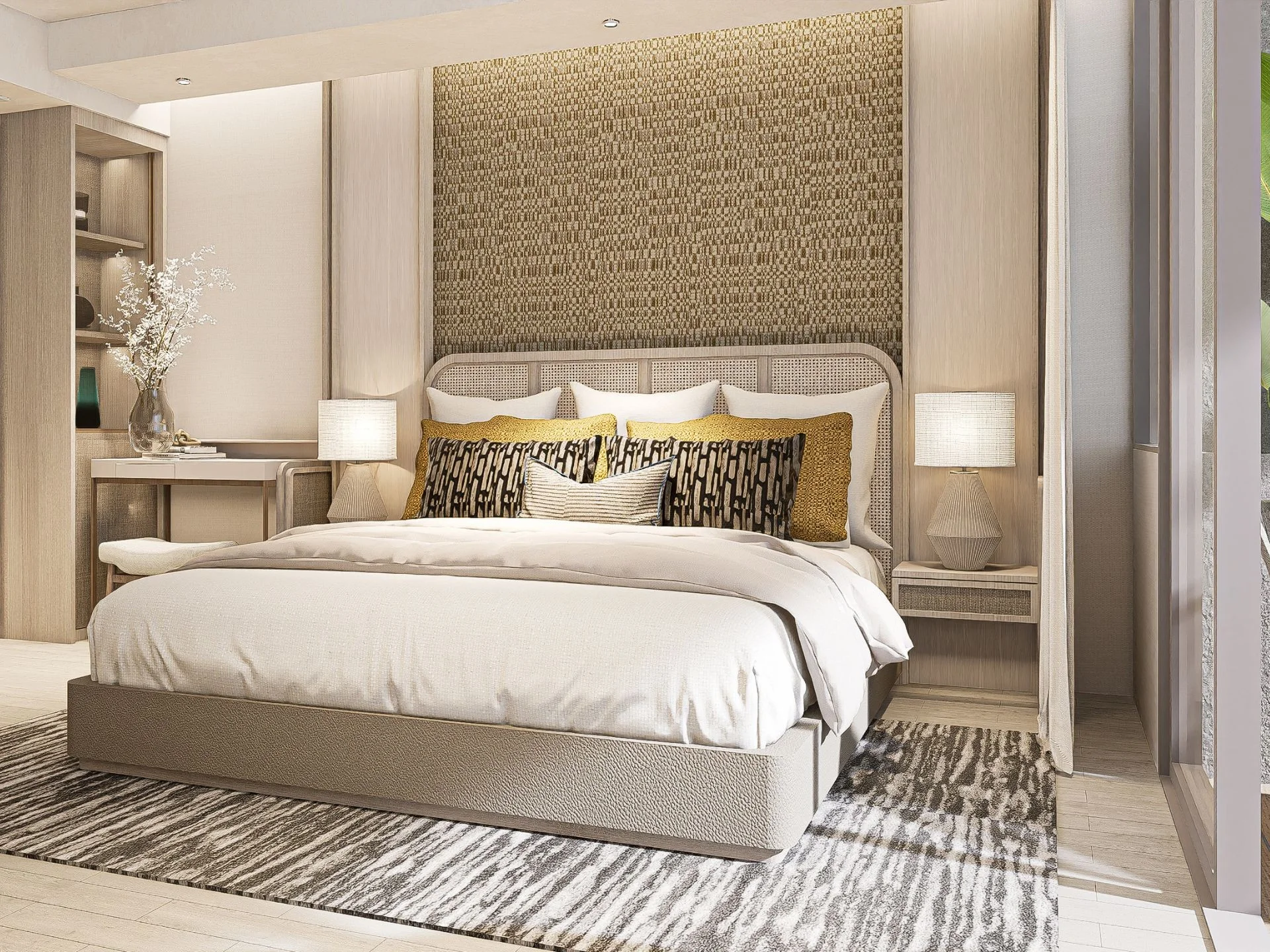 Three bedrooms and bathrooms