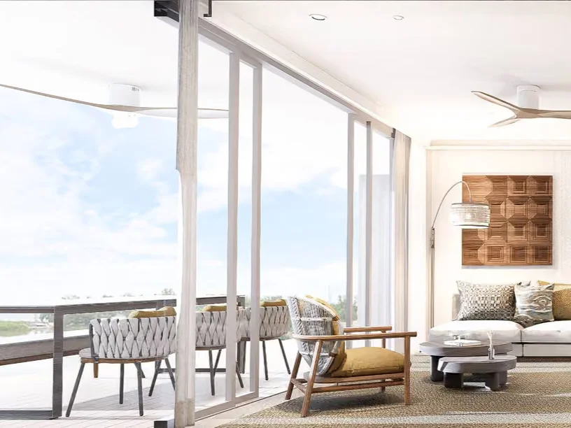 Sea view from terrace in 3-bedroom apartment at Bellaguna Lake Residences Lotus, Thailand
