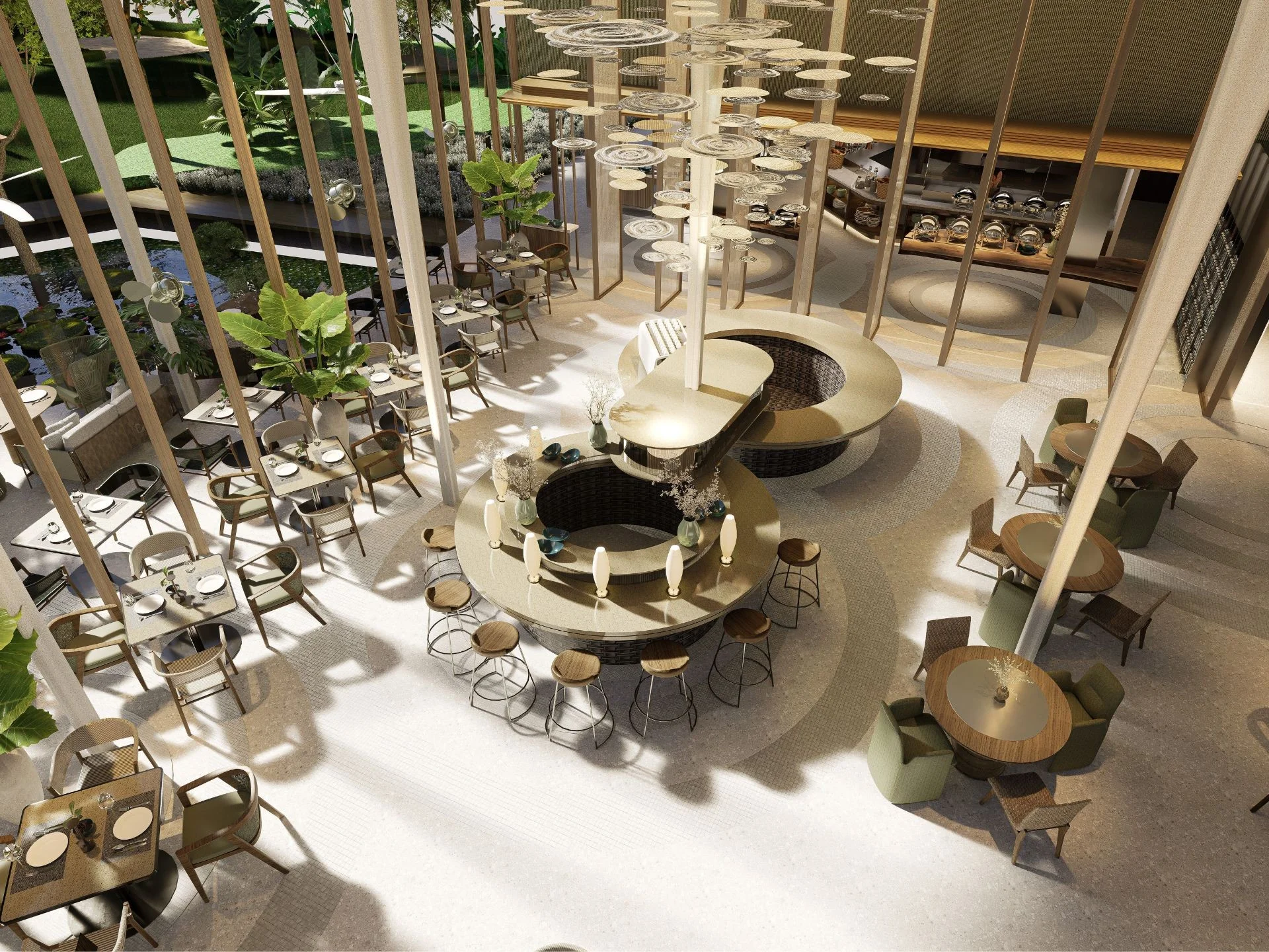 Common area with dining and lounge seating at Garrya Residences Phuket, Thailand