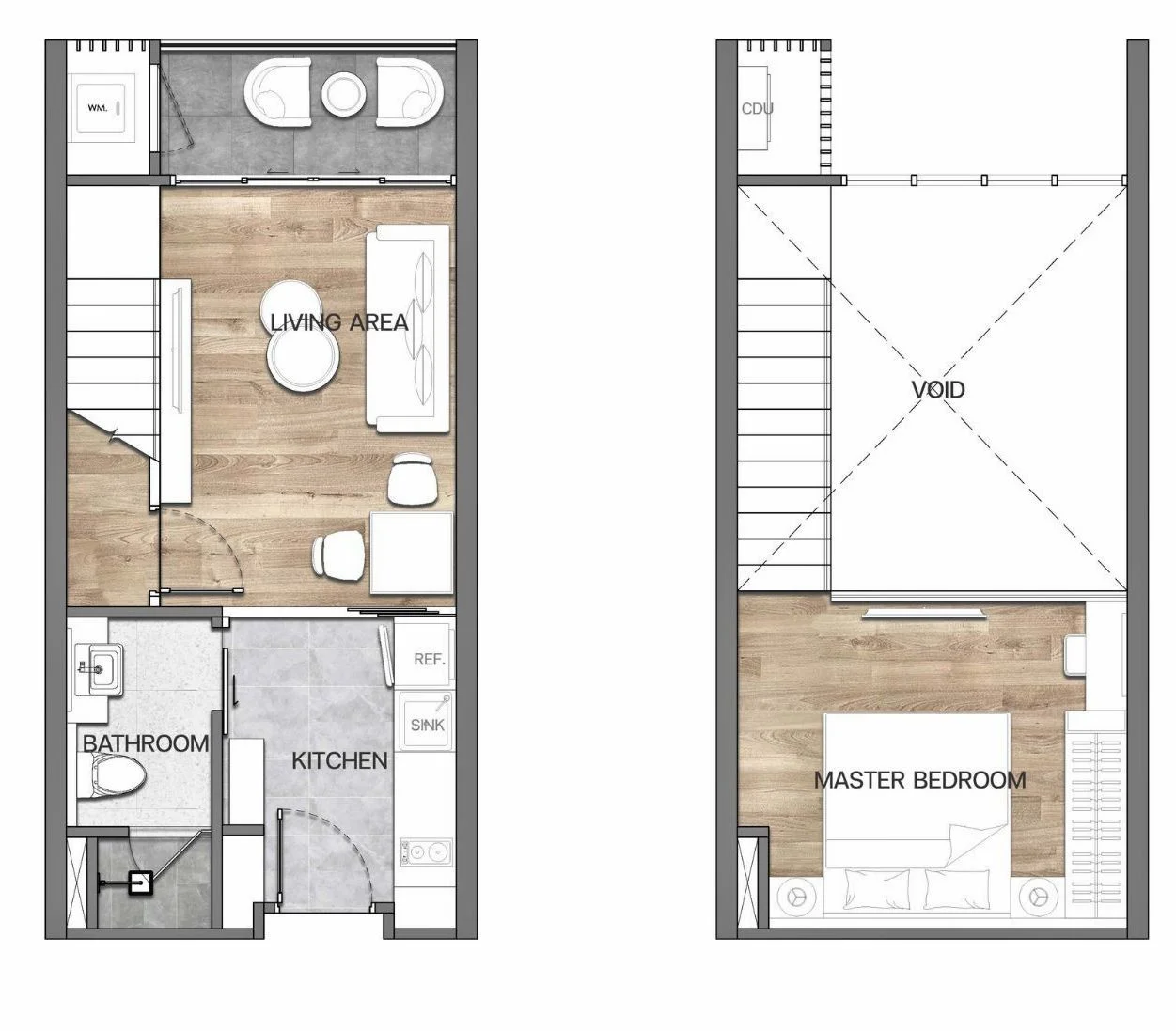 1 bed 50 sqm unit plan