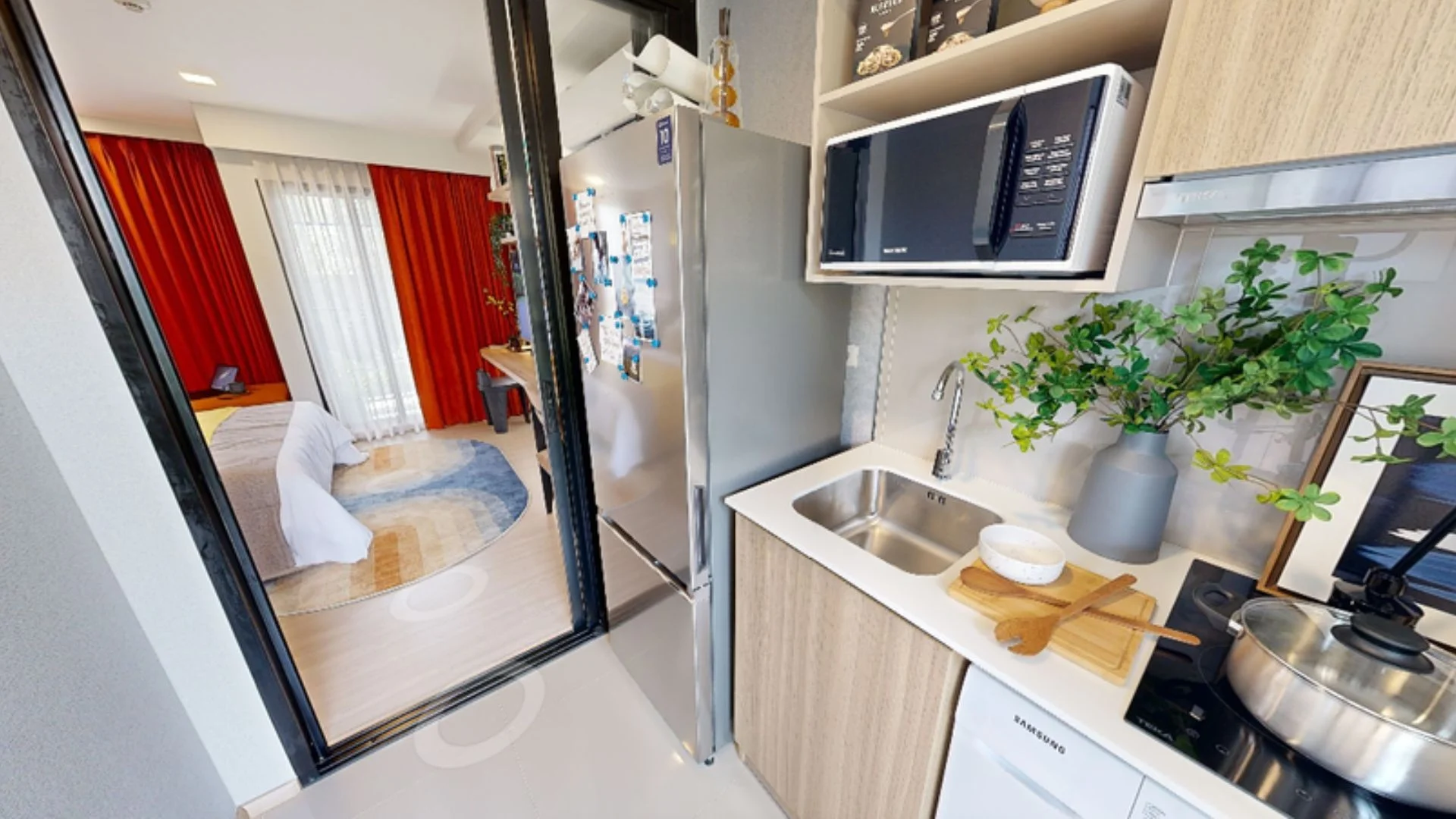 Kitchen interior in 1-bedroom apartment at The Base Rise, Wichi