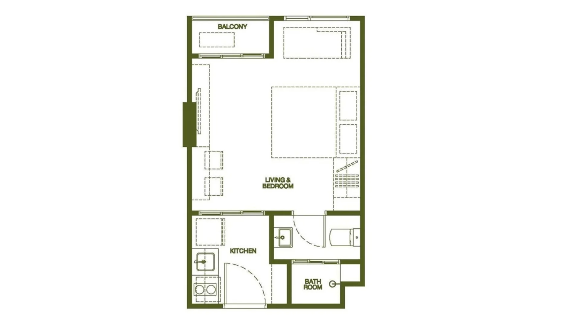 1 bed 25 sqm unit plan